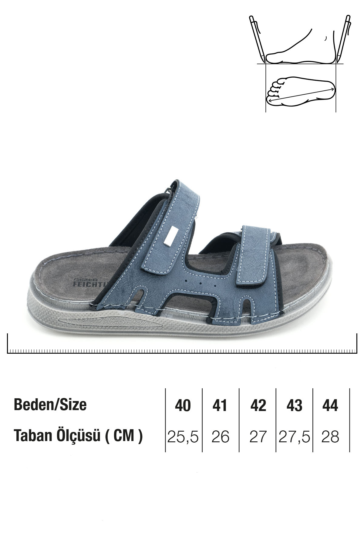 FEICHTINGEN Erkek Yazlık İç Taban Hakiki Deri Çift Cırtlı Ayarlanabilir Rahat Taban Günlük Terlik - Görsel 3