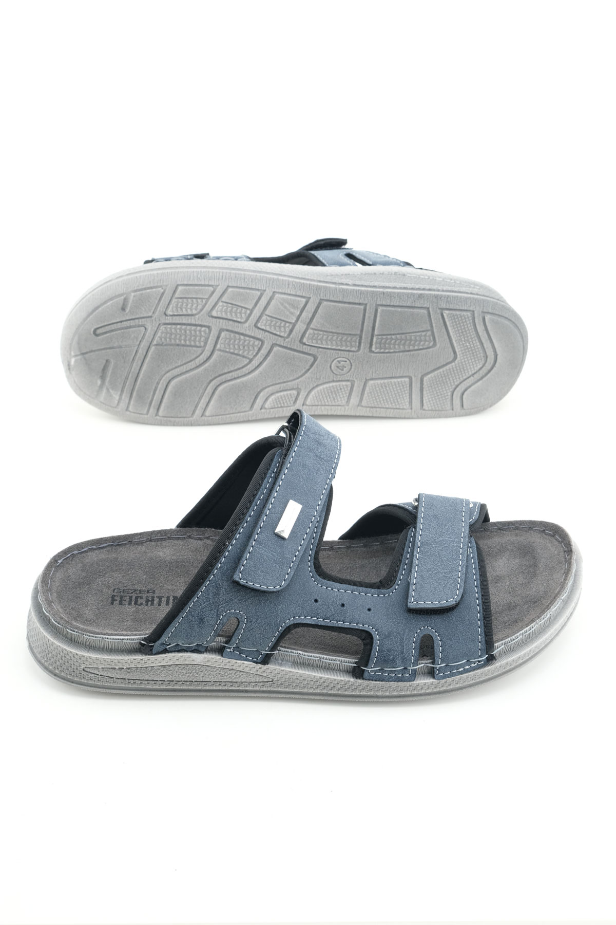 FEICHTINGEN Erkek Yazlık İç Taban Hakiki Deri Çift Cırtlı Ayarlanabilir Rahat Taban Günlük Terlik - Görsel 6