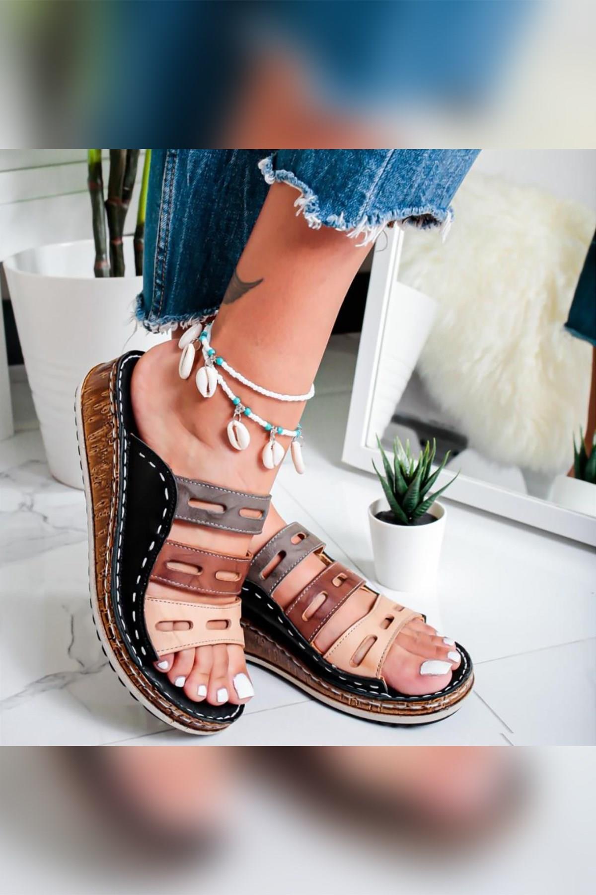 Hakiki Deri Siyah Comfort Lazer Kesim Kadın Terlik - Görsel 4