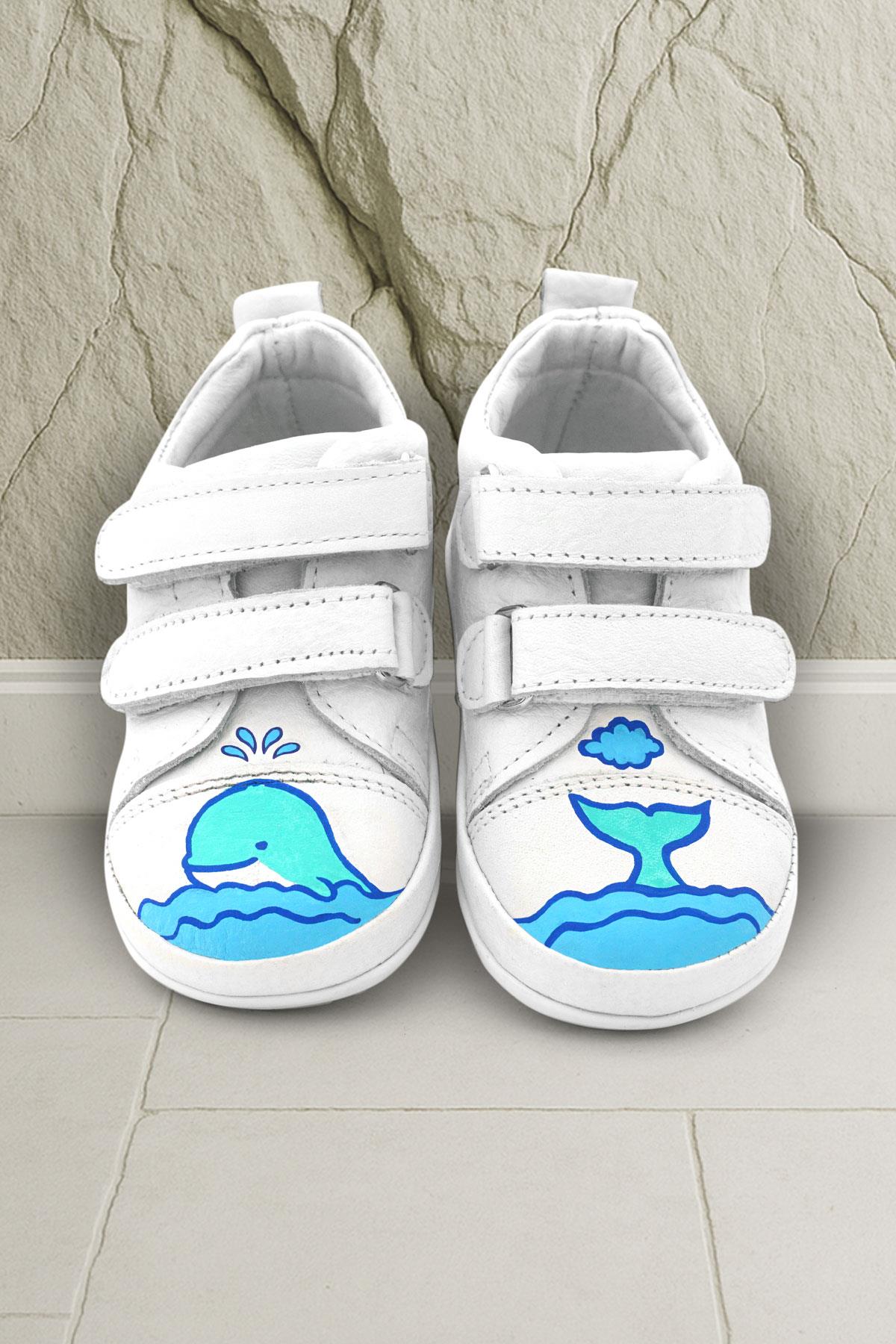 Tbons Özel Tasarım Scrat Hakiki Deri Beyaz İlk Adım Ayakkabısı - Görsel 3