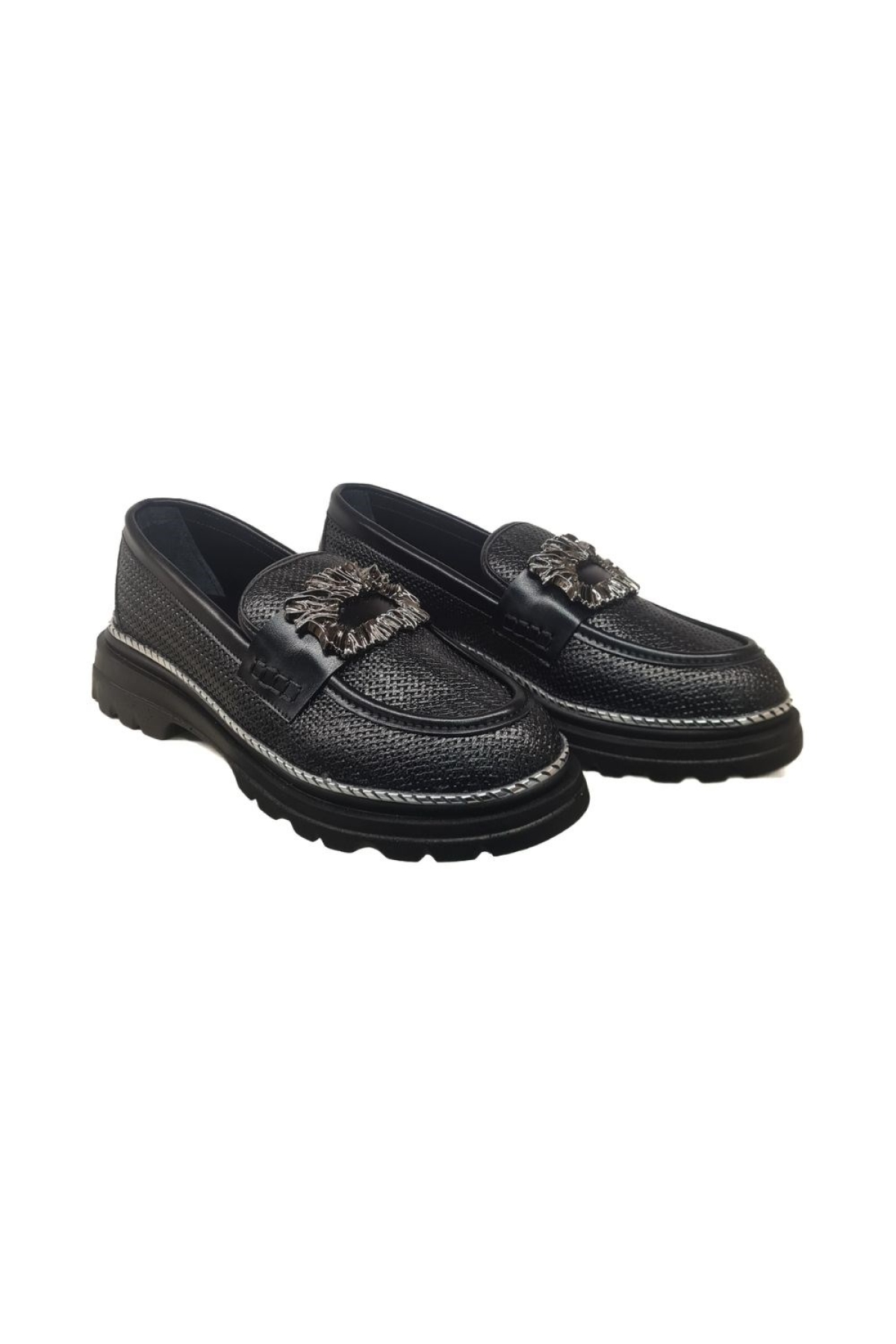 Metal Tokalı Kadın Loafer Ayakkabı 989515-20Z - Görsel 4