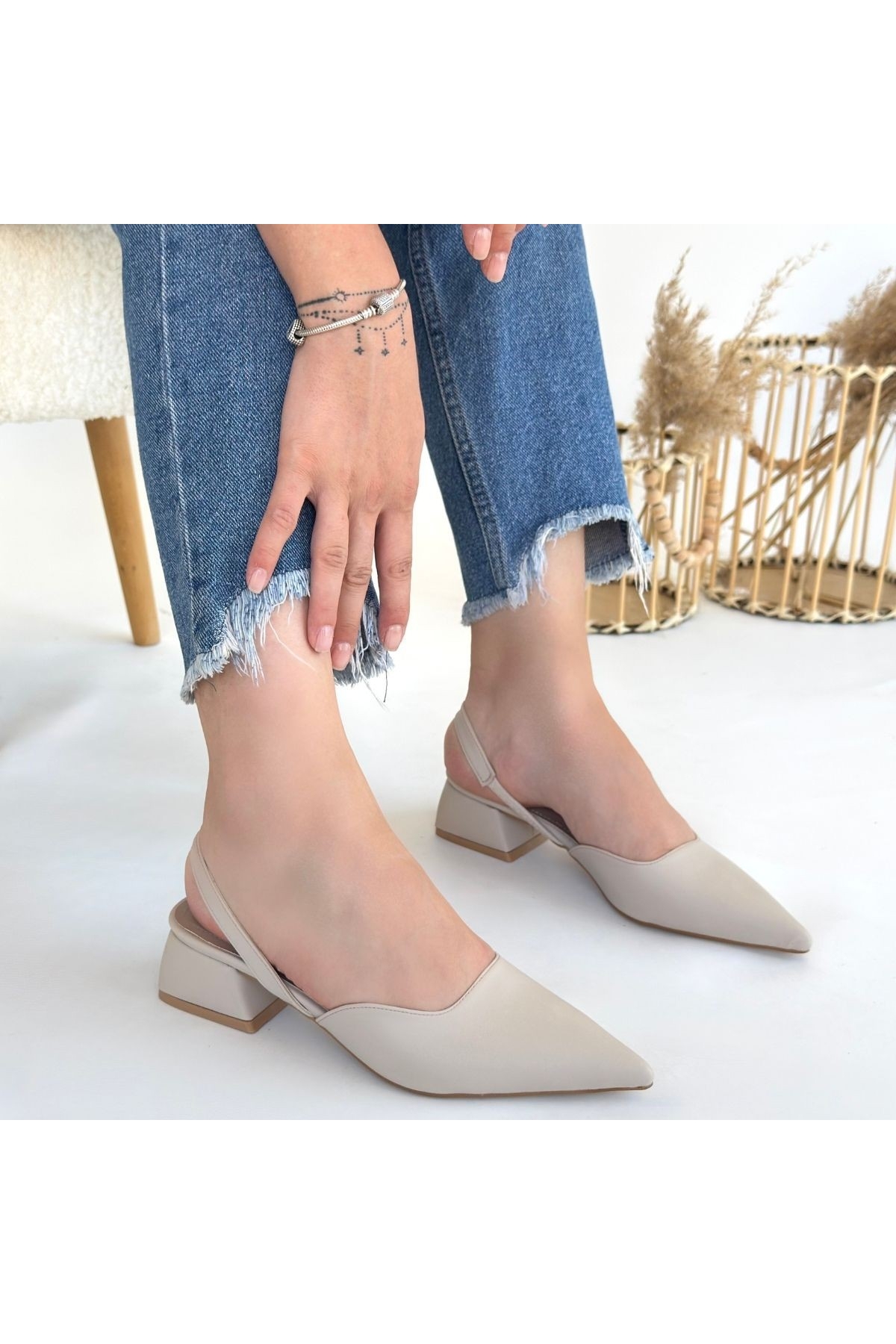 Bej Kadın Topuklu Ayakkabı - Görsel 5
