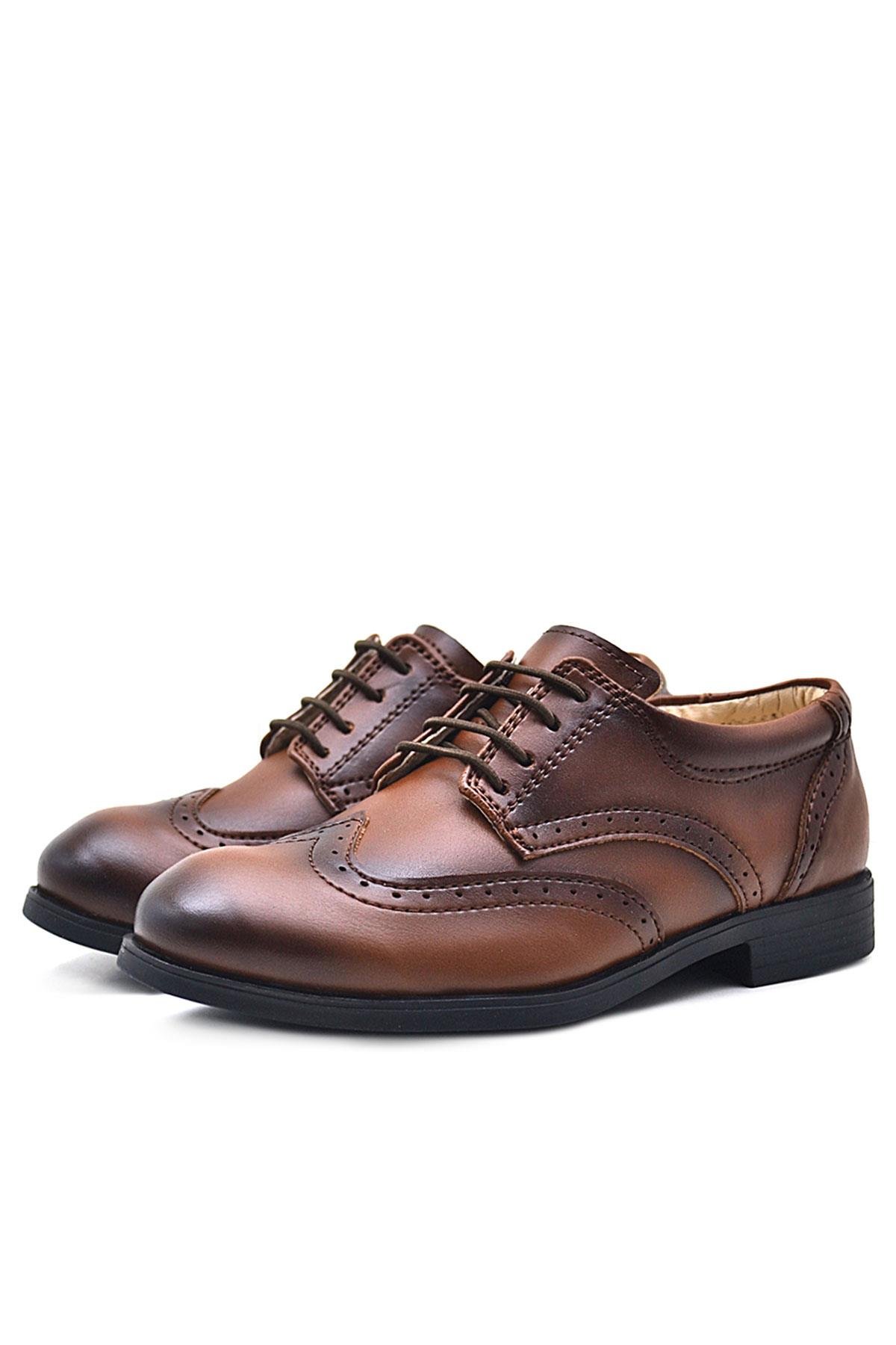 Titan Taba Bağcıklı Klasik Erkek Çocuk Abiye Ayakkabı - Görsel 5
