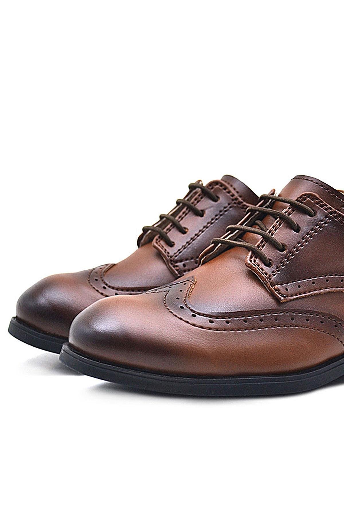 Titan Taba Bağcıklı Klasik Erkek Çocuk Abiye Ayakkabı - Görsel 7