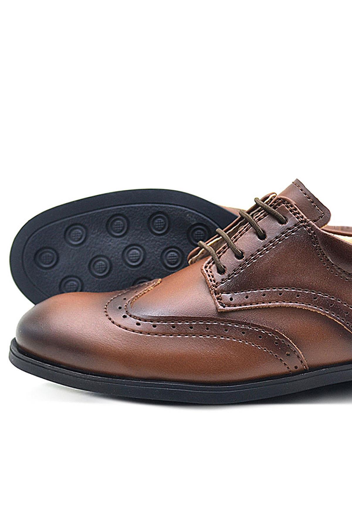 Titan Taba Bağcıklı Klasik Erkek Çocuk Abiye Ayakkabı - Görsel 8