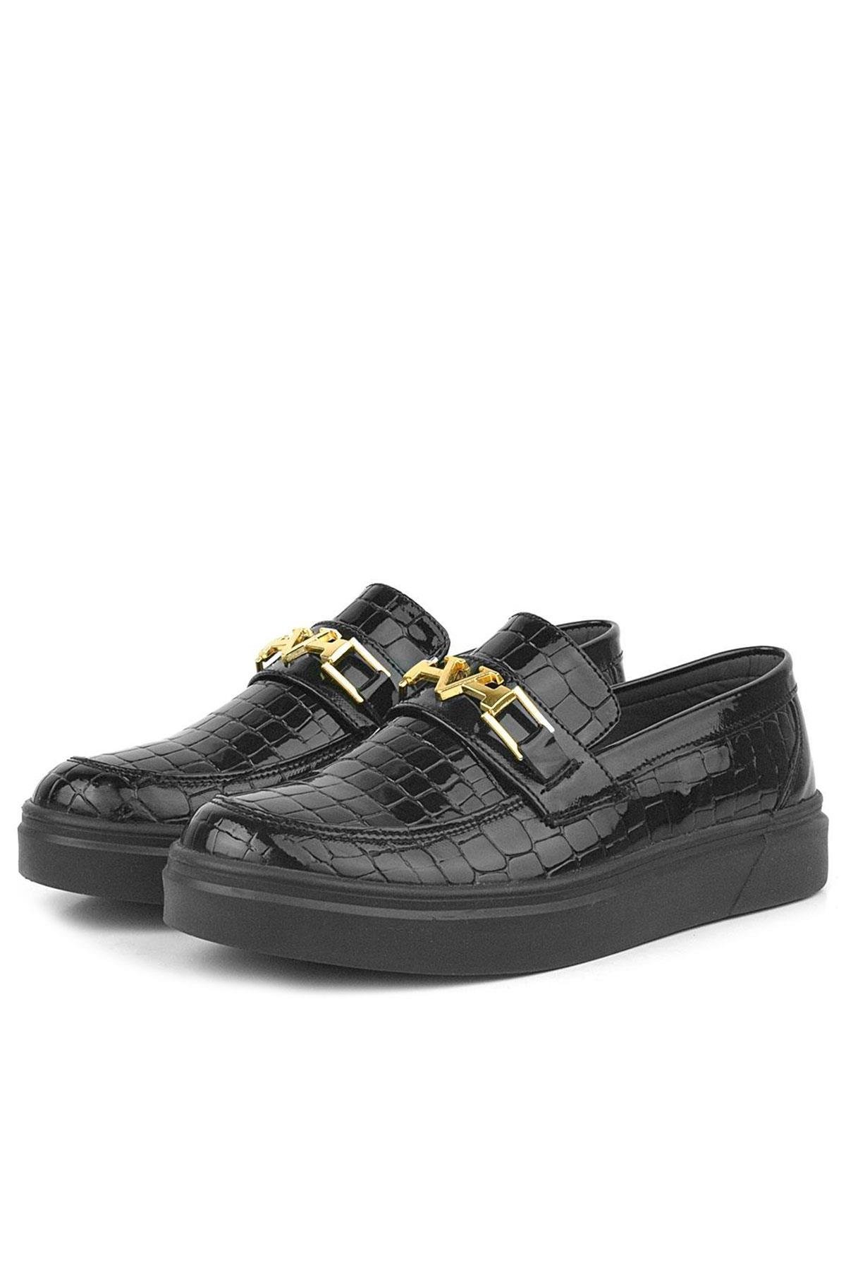 Siyah Rugan Tokalı Loafer Çocuk Klasik Ayakkabı - Görsel 4