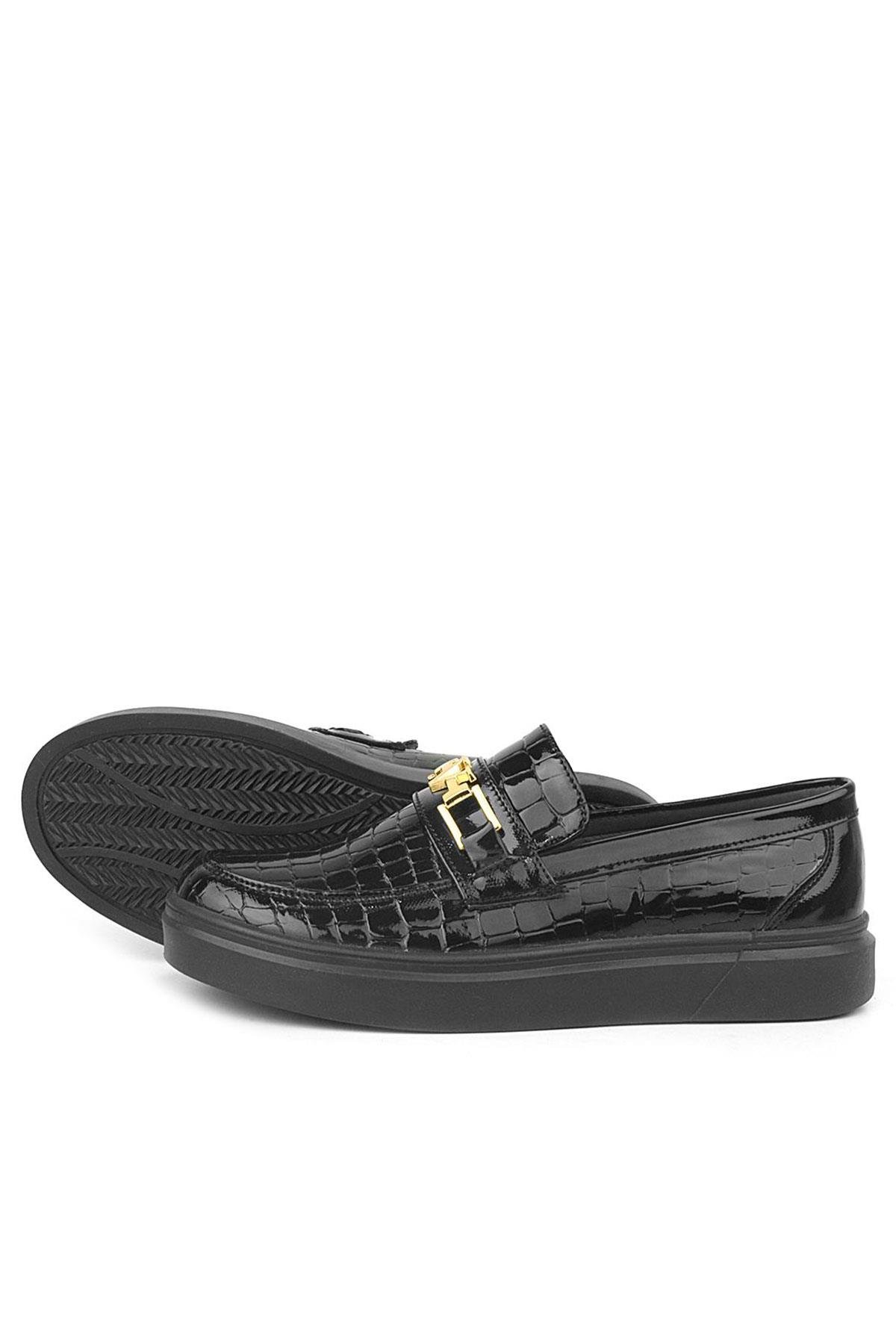 Siyah Rugan Tokalı Loafer Çocuk Klasik Ayakkabı - Görsel 6