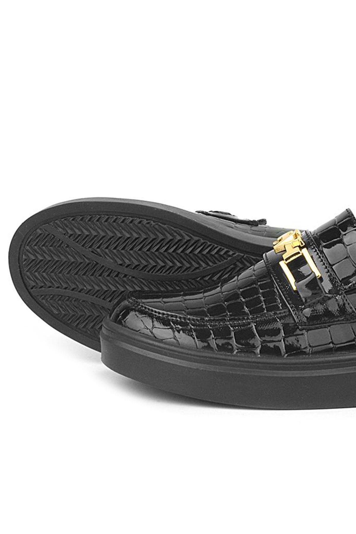 Siyah Rugan Tokalı Loafer Çocuk Klasik Ayakkabı - Görsel 8
