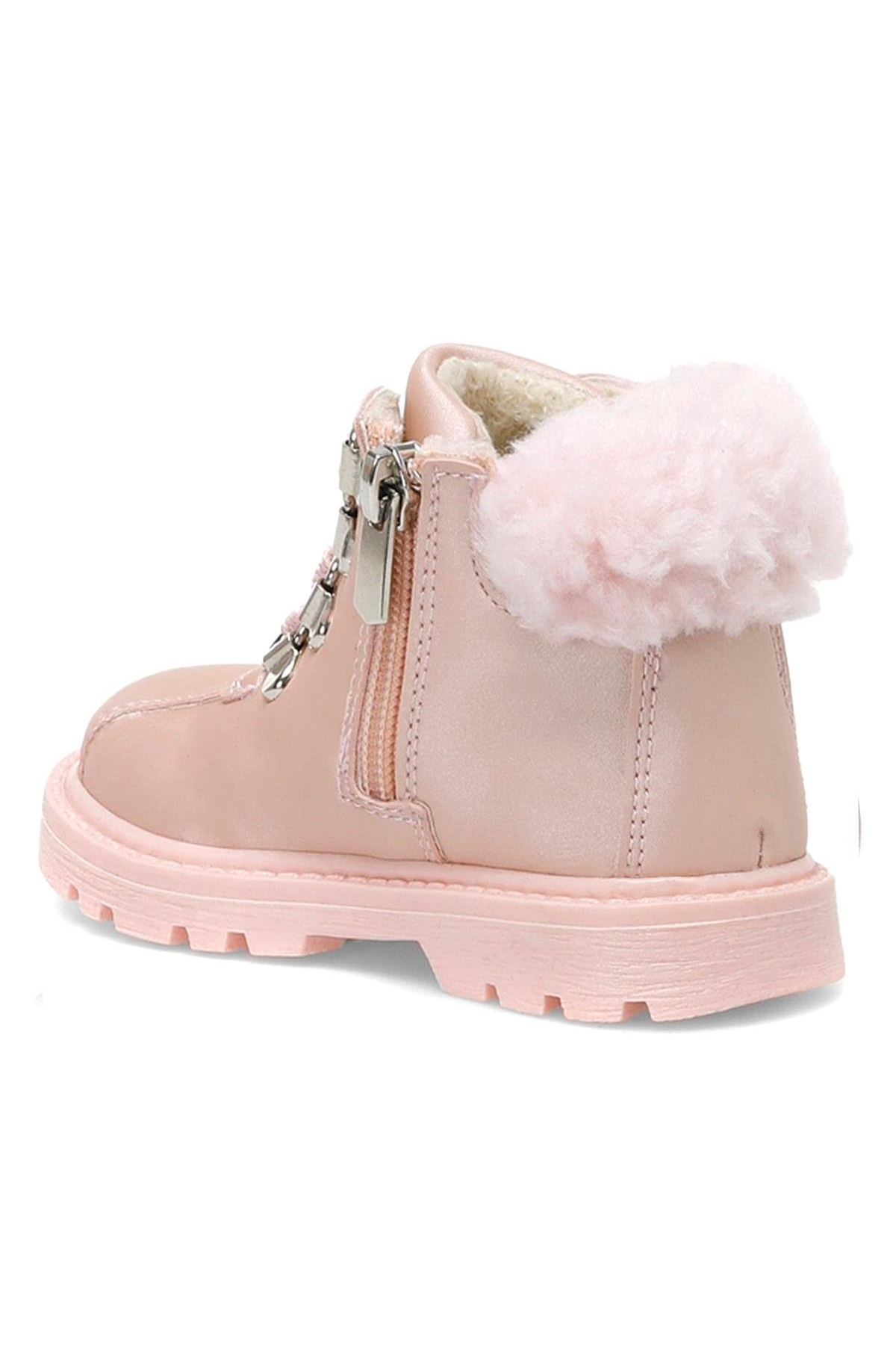 Pudra Pembe Fermuarlı Kız Bebek Bot Ayakkabı - Görsel 4