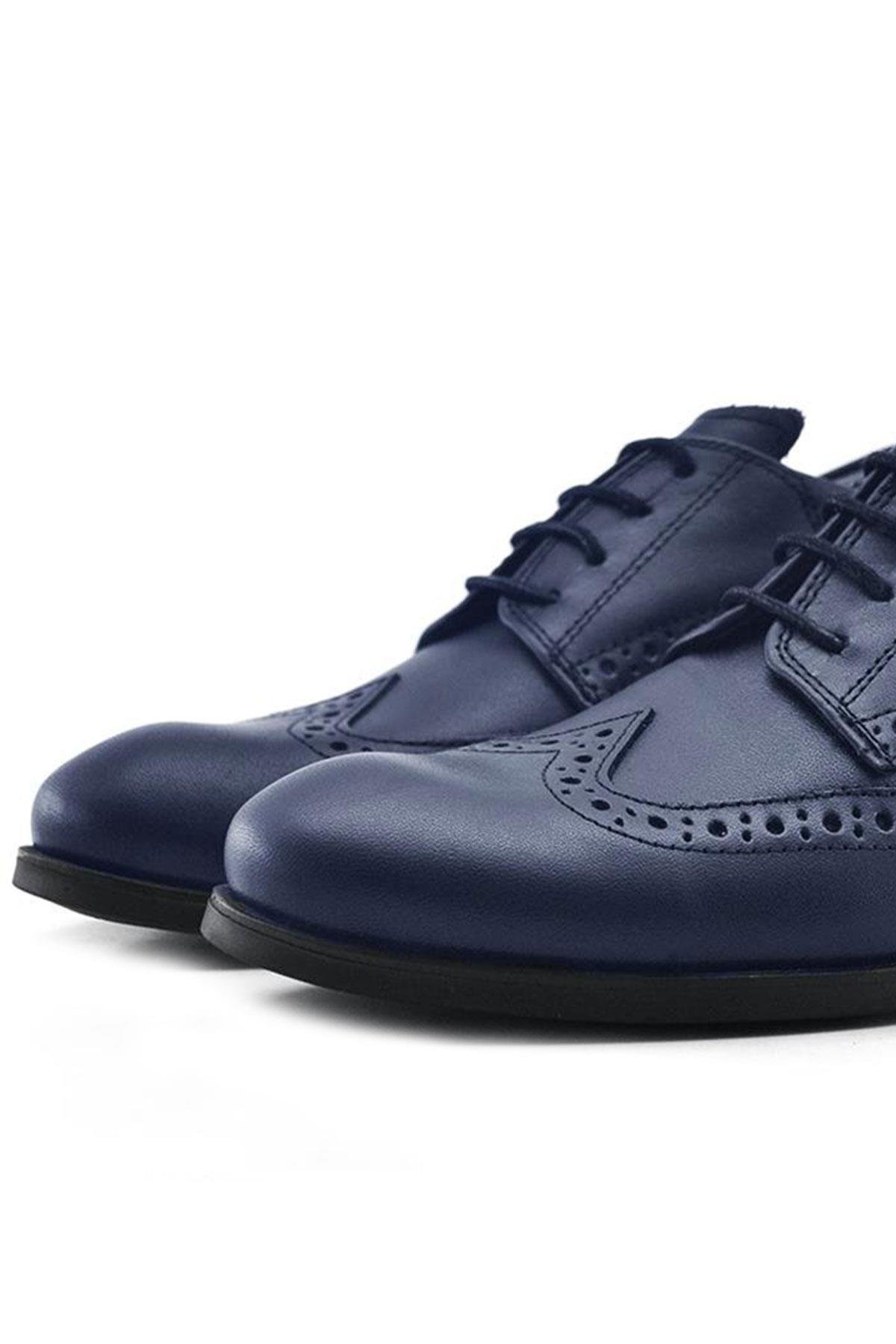 Titan Lacivert Mat Bağcıklı Erkek Genç Okul Ayakkabı - Görsel 6