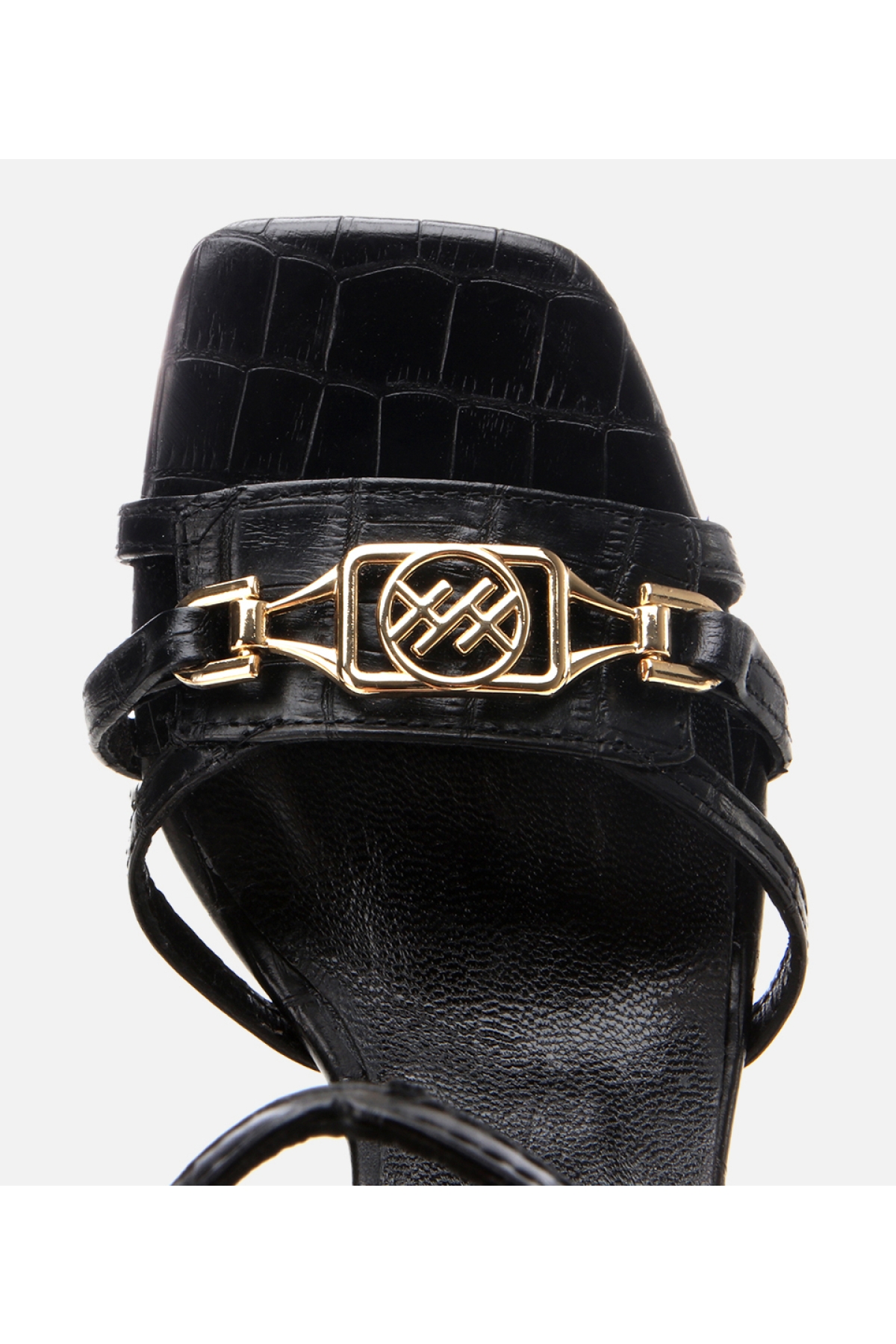 Hotiç Siyah Hotiç Hotiç Deri Kadın Kroko Desenli Topuklu Sandalet