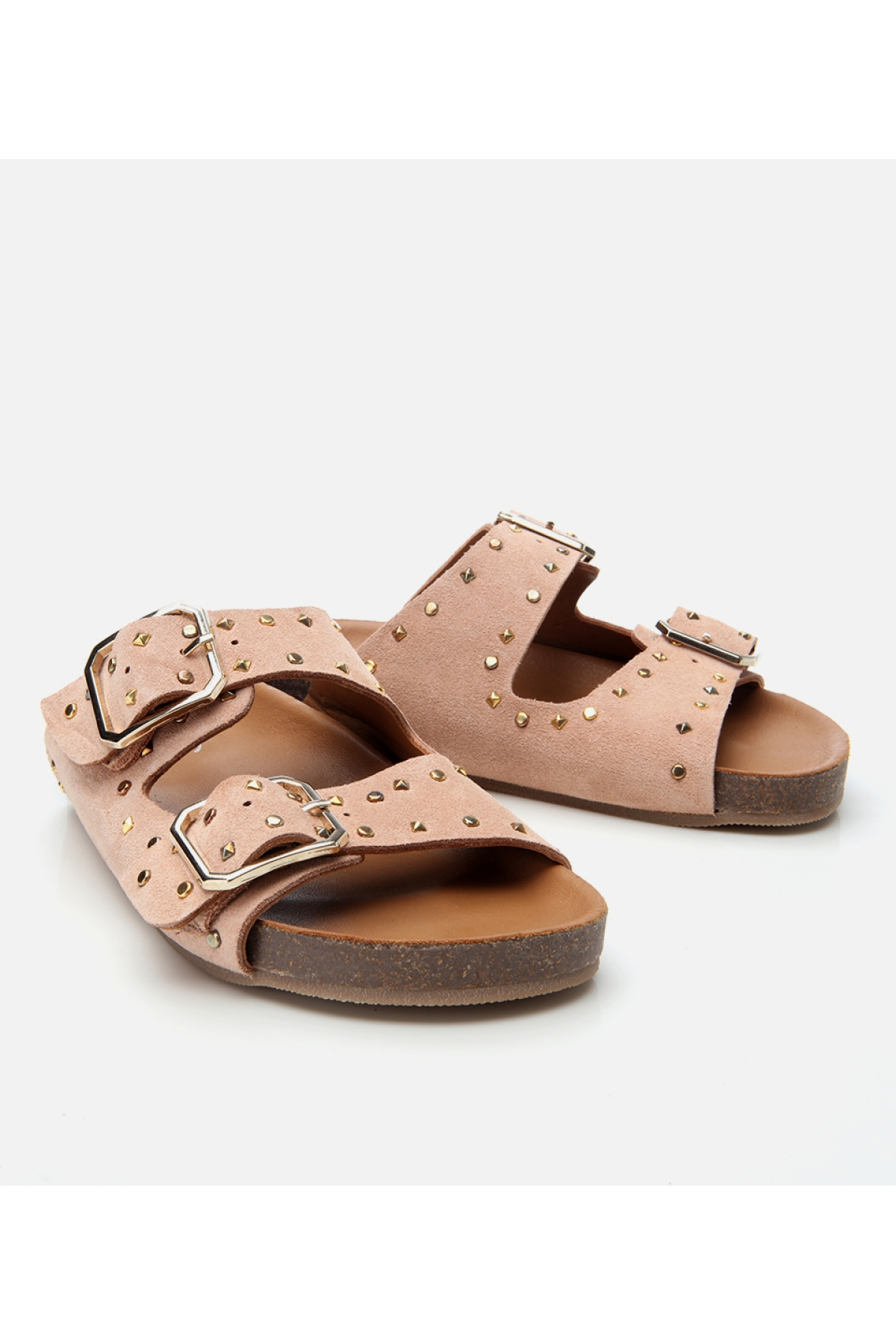 Hotiç Pembe Hotiç Hotiç Süet Kadın Deri Taşlı Terlik