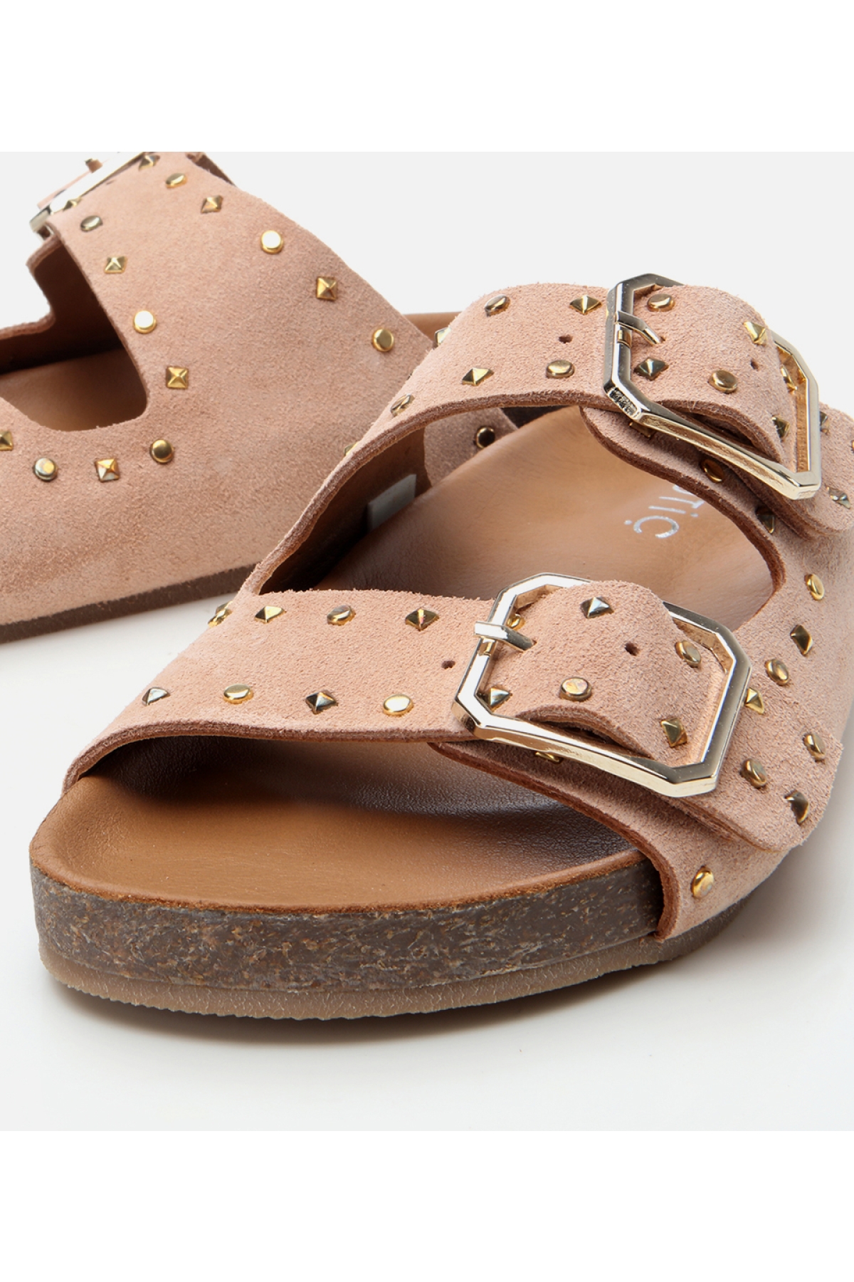 Hotiç Pembe Hotiç Hotiç Süet Kadın Deri Taşlı Terlik