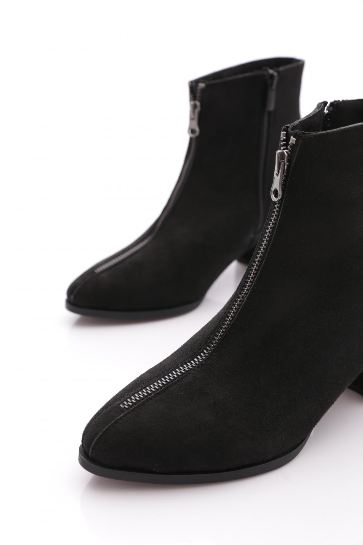 Si-15K Kadin 22K Sivri Burun Ön Fermuar Detayli Topuklu Bilek Bot - Görsel 5