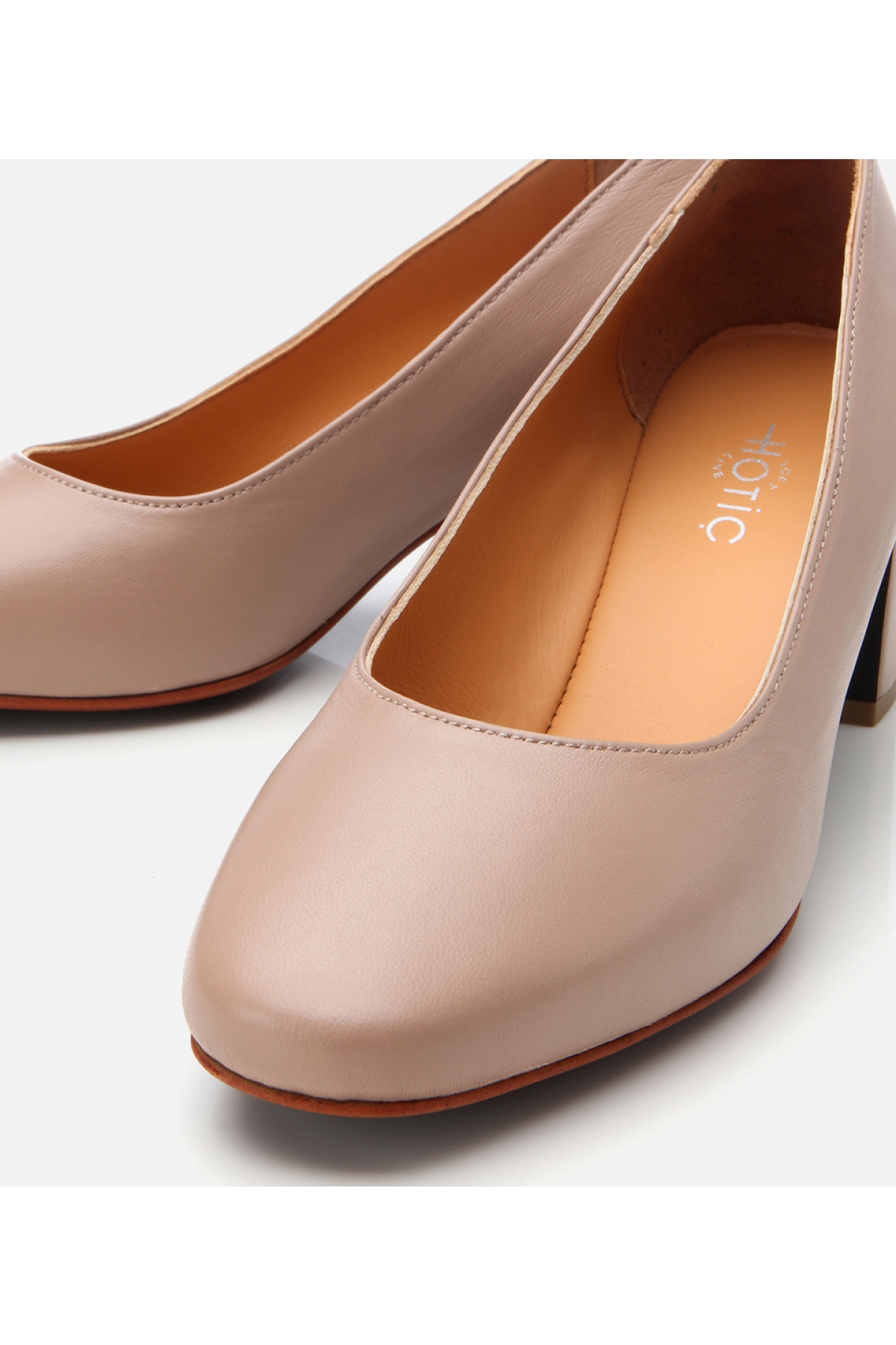 Kadın Deri Bej Rahat Kalın Topuklu Ayakkabı - Görsel 4