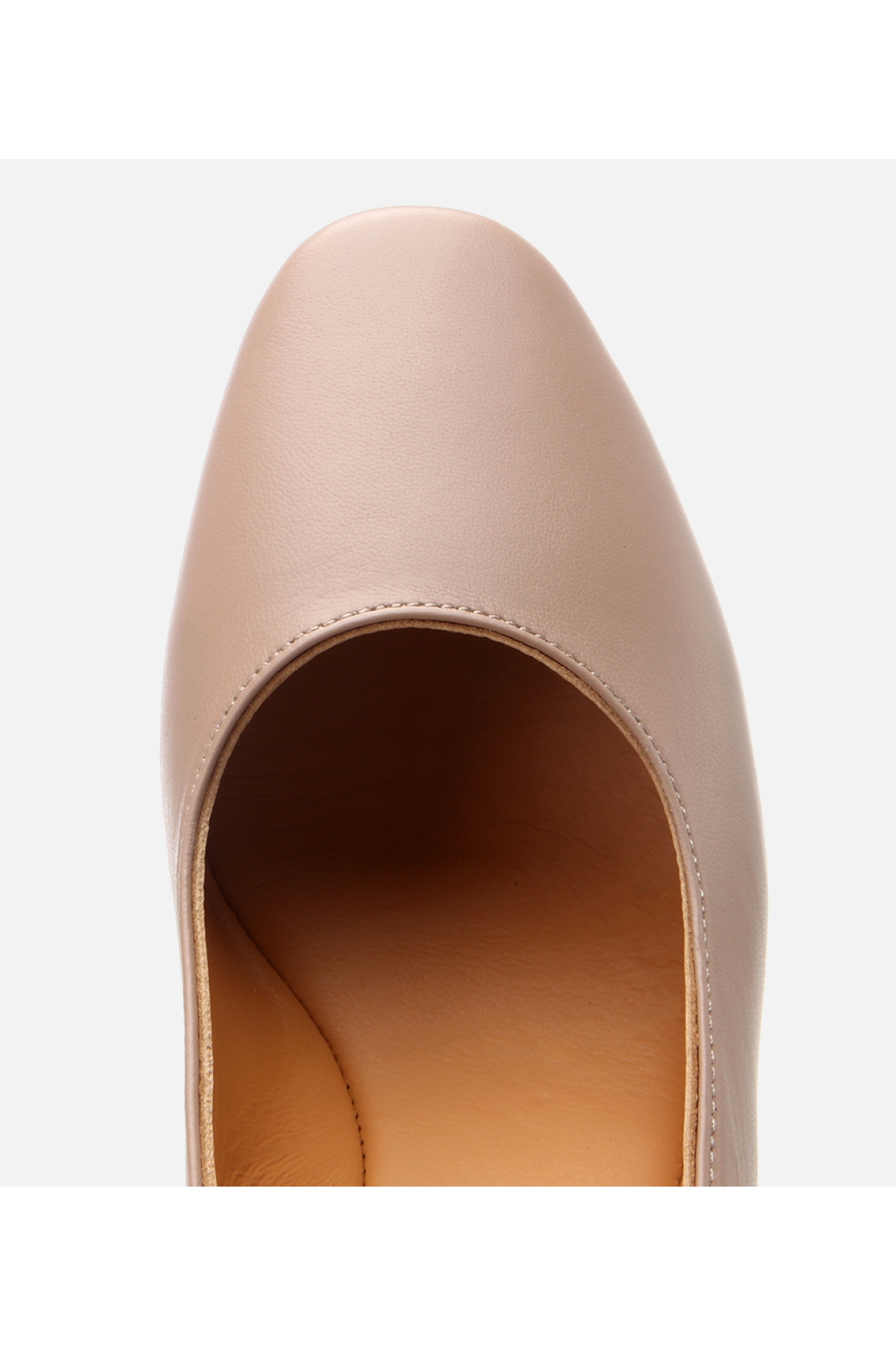 Kadın Deri Bej Rahat Kalın Topuklu Ayakkabı - Görsel 5