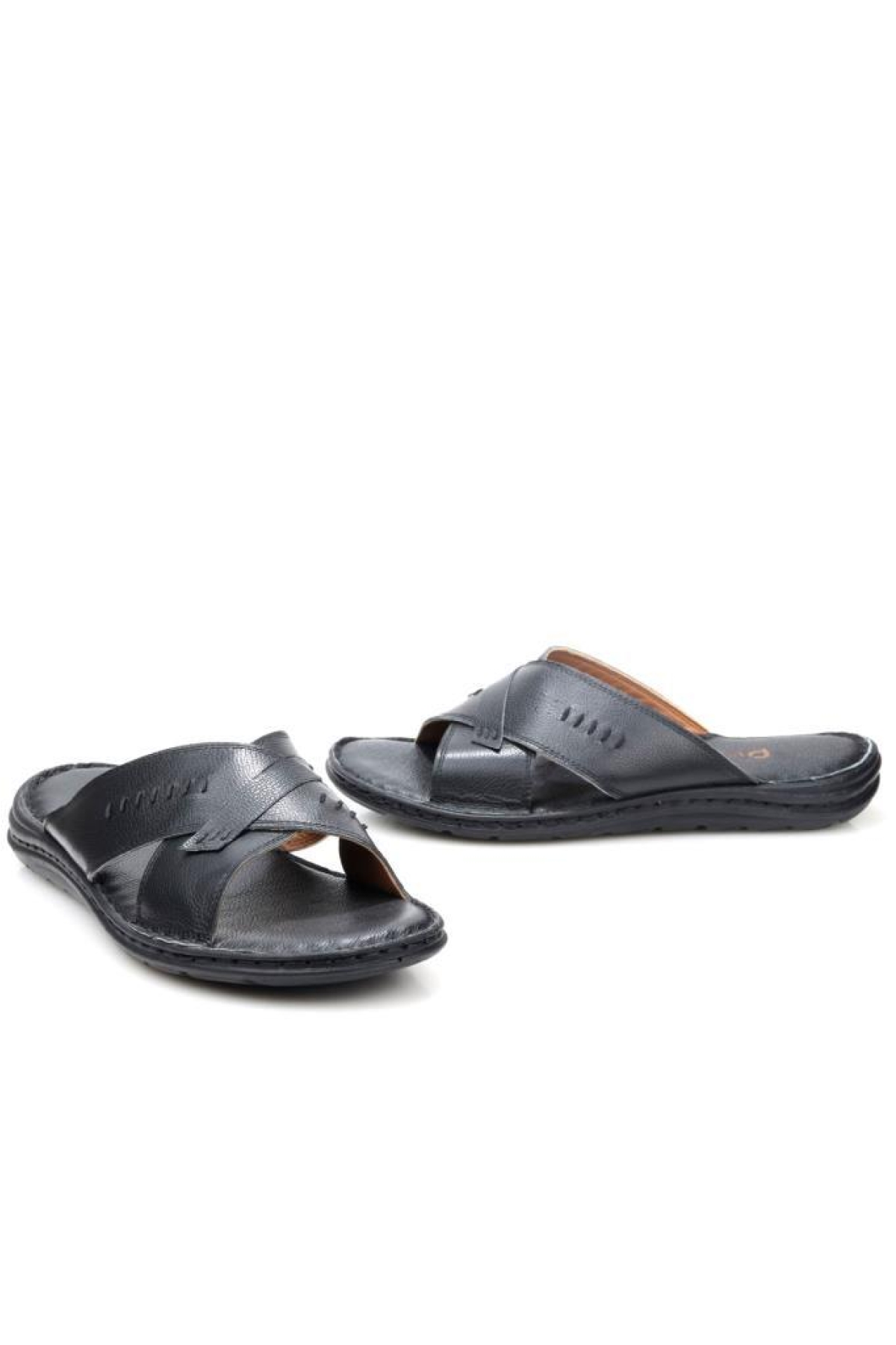 Pisagor PS-33520 Ortopedik Erkek Masaj Tabanlı Hakiki Deri Terlik - Görsel 4