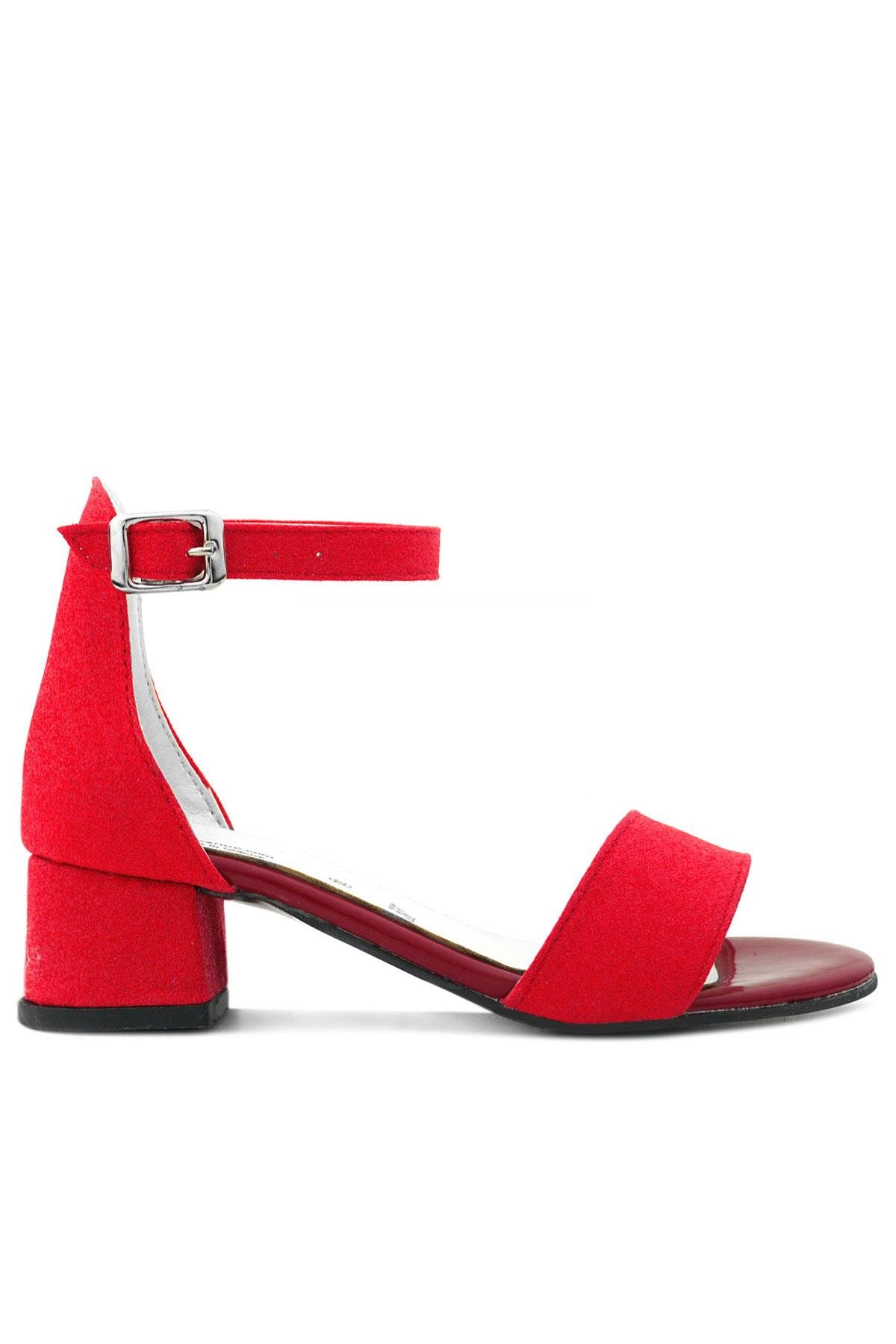 Lilo Simli Kırmızı Tek Bantlı Kız Çocuk Topuklu Abiye Ayakkabı - Görsel 3