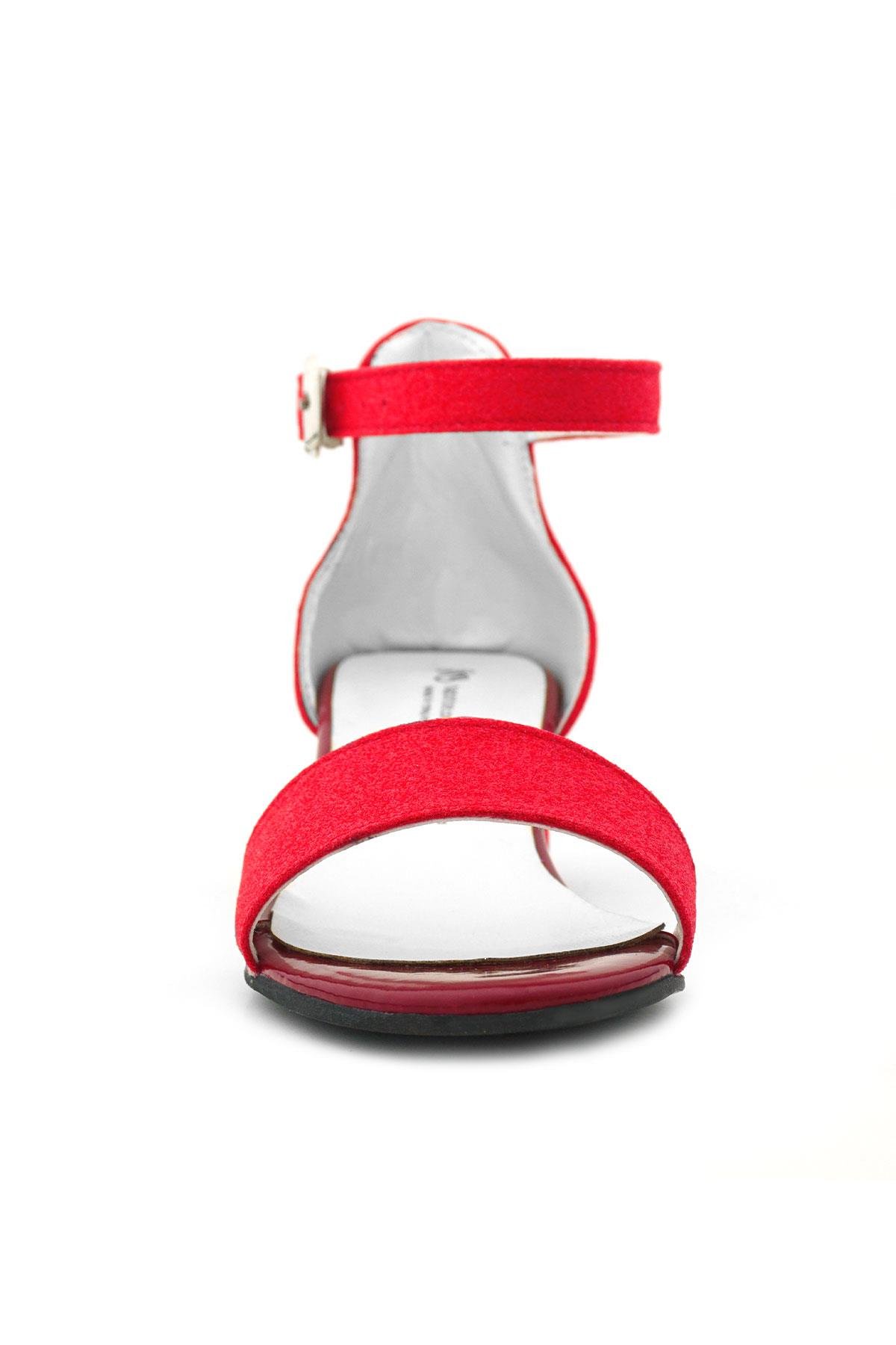 Lilo Simli Kırmızı Tek Bantlı Kız Çocuk Topuklu Abiye Ayakkabı - Görsel 4
