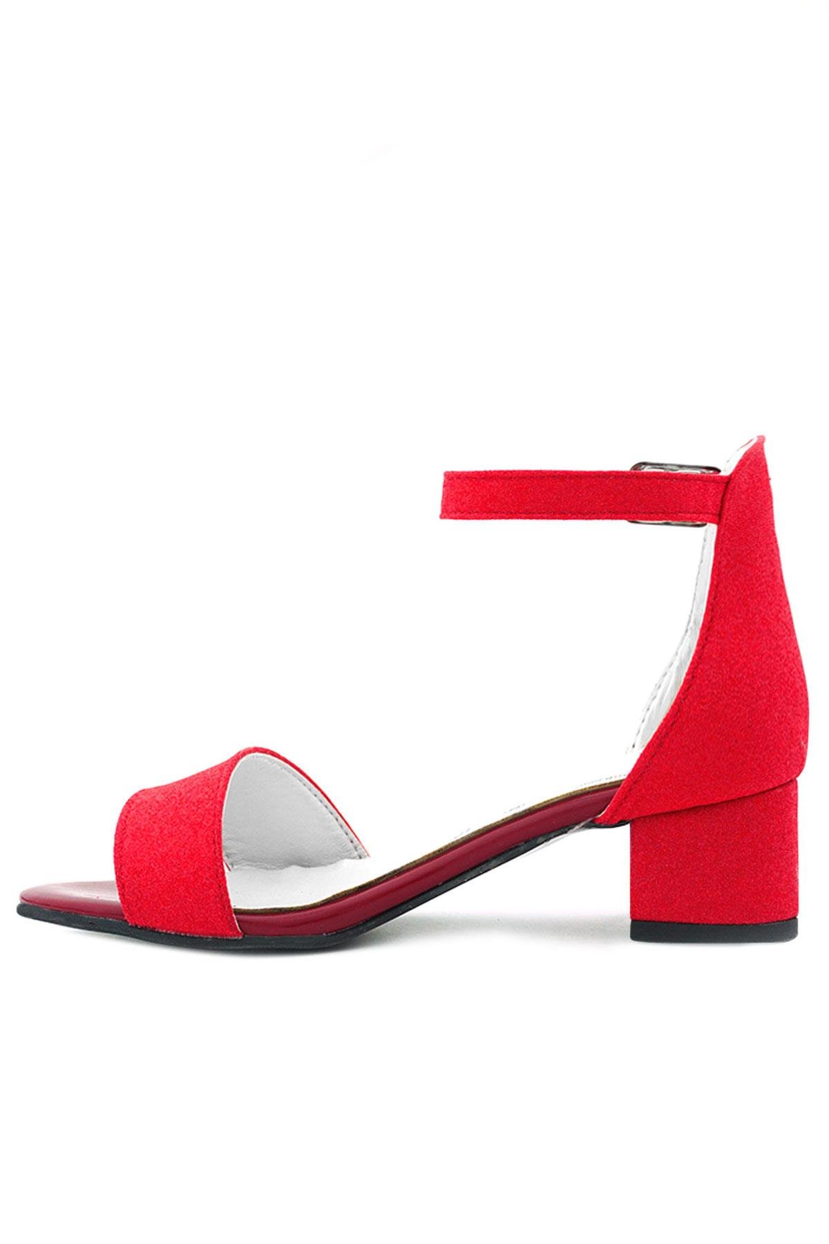 Lilo Simli Kırmızı Tek Bantlı Kız Çocuk Topuklu Abiye Ayakkabı - Görsel 5