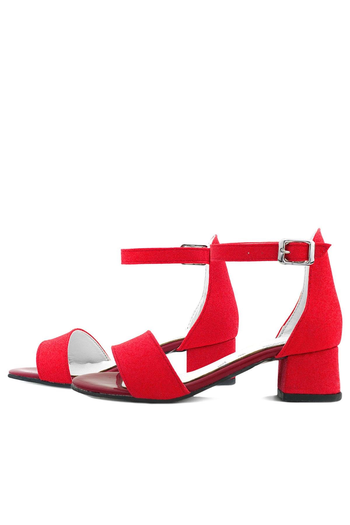 Lilo Simli Kırmızı Tek Bantlı Kız Çocuk Topuklu Abiye Ayakkabı - Görsel 6