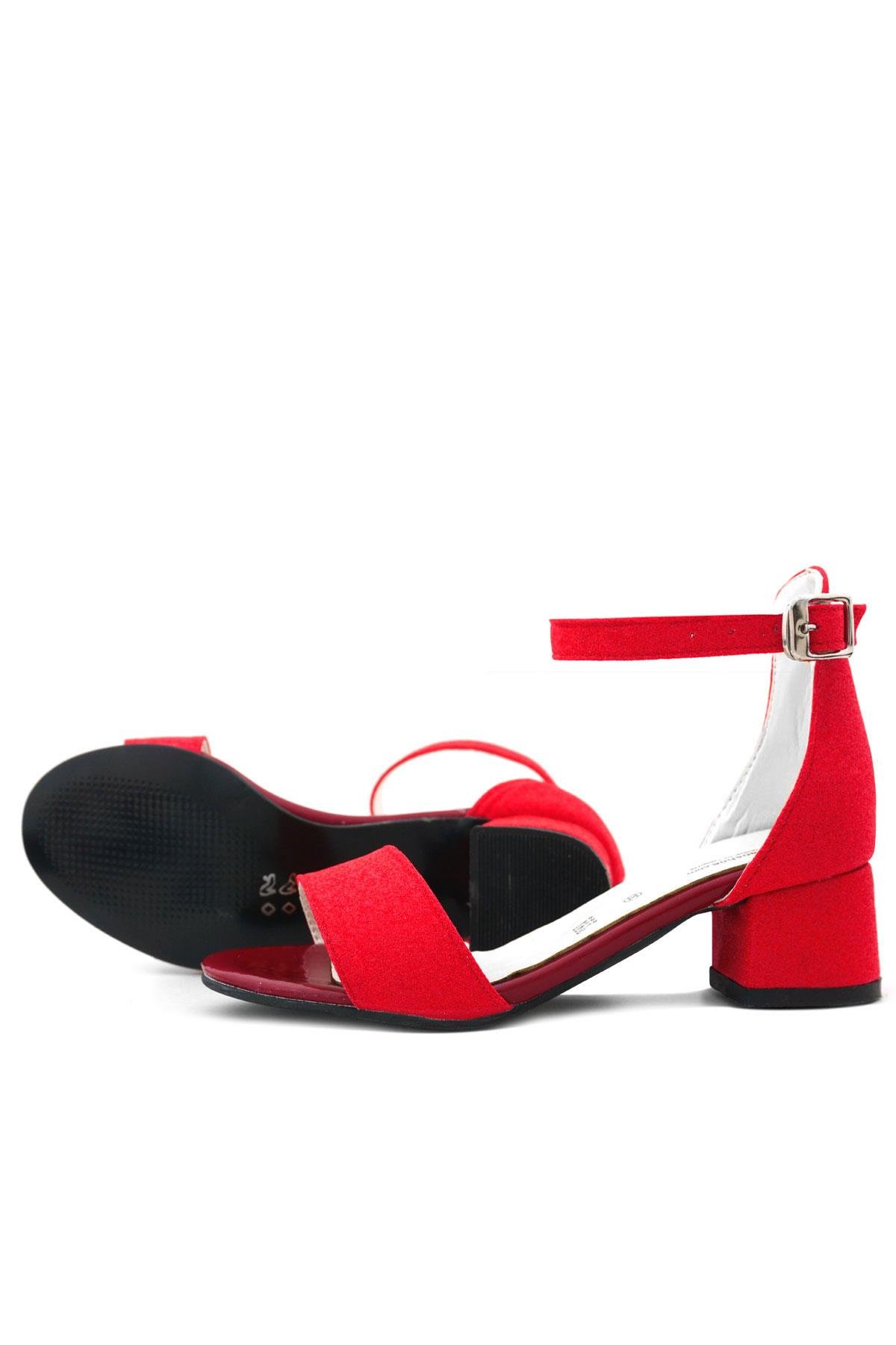 Lilo Simli Kırmızı Tek Bantlı Kız Çocuk Topuklu Abiye Ayakkabı - Görsel 7
