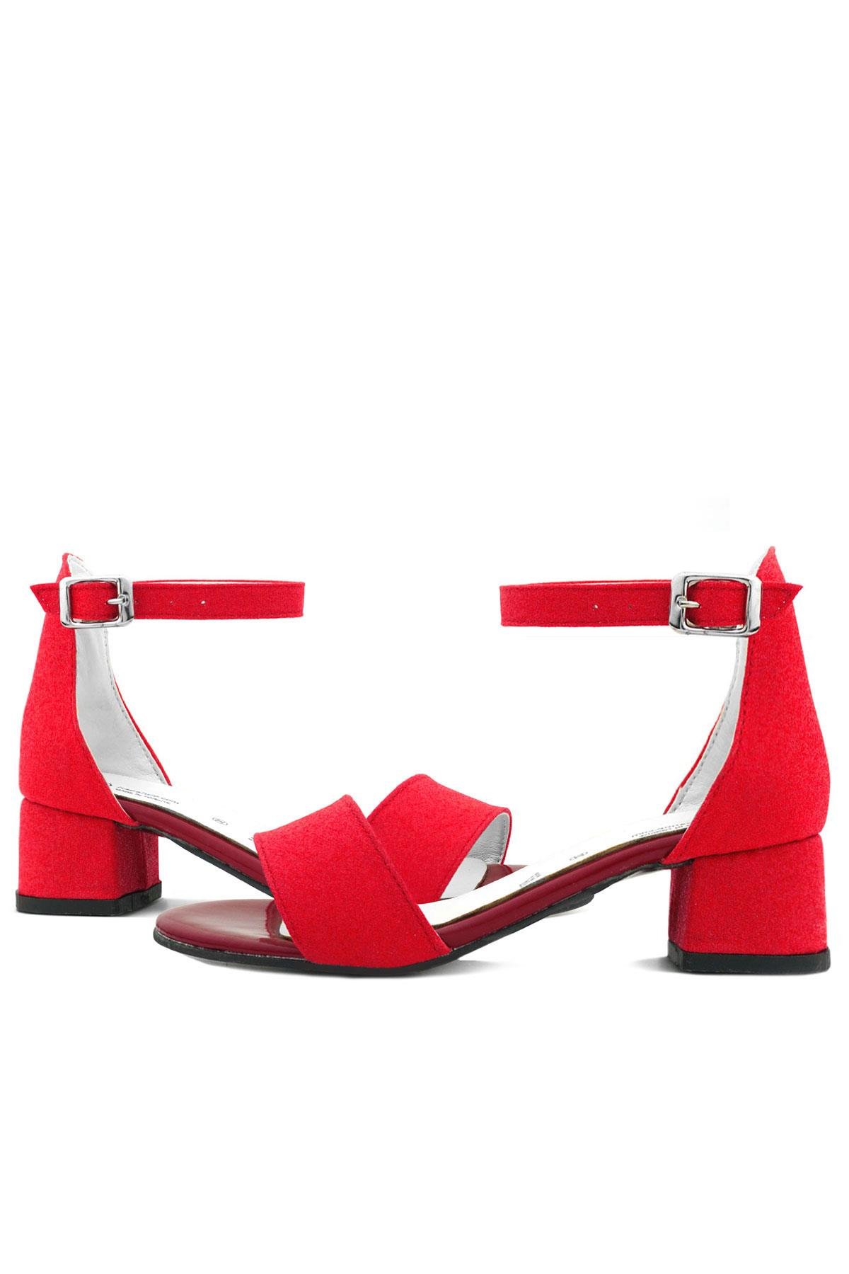 Lilo Simli Kırmızı Tek Bantlı Kız Çocuk Topuklu Abiye Ayakkabı - Görsel 8