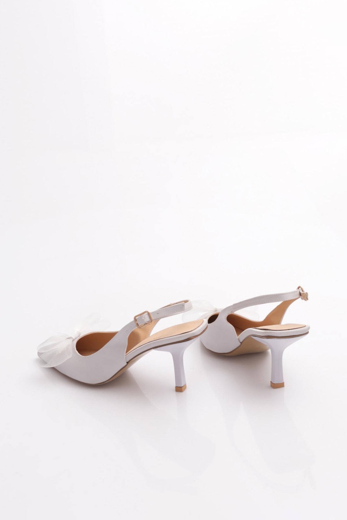 Pm492-K614 Kadin Kurdela Detayli Arkasi Açik Topuklu Ayakkabi - Görsel 4