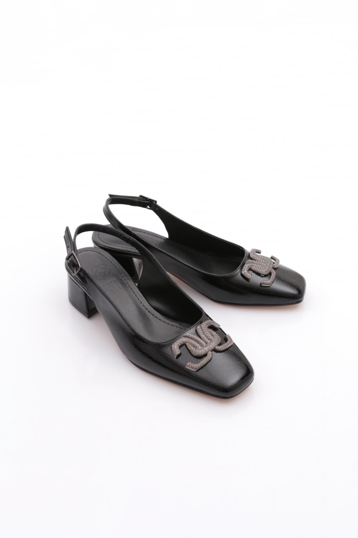 K39 Kadin Arkadan Bağlamali Tokali Topuklu Ayakkabi - Görsel 3