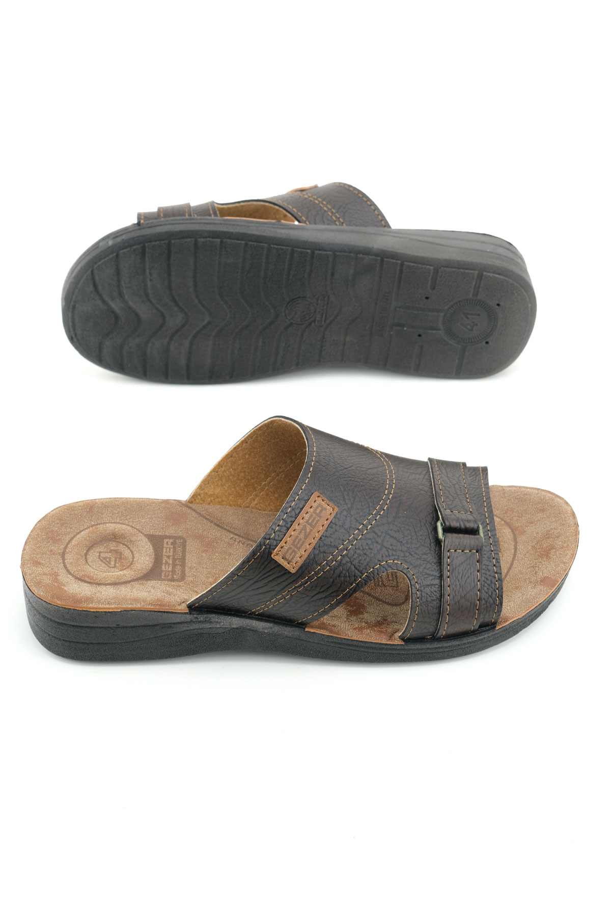 Erkek Yazlık PU Taban Suni Deri Koleksiyon Rahat Taban Günlük Terlik - Görsel 6