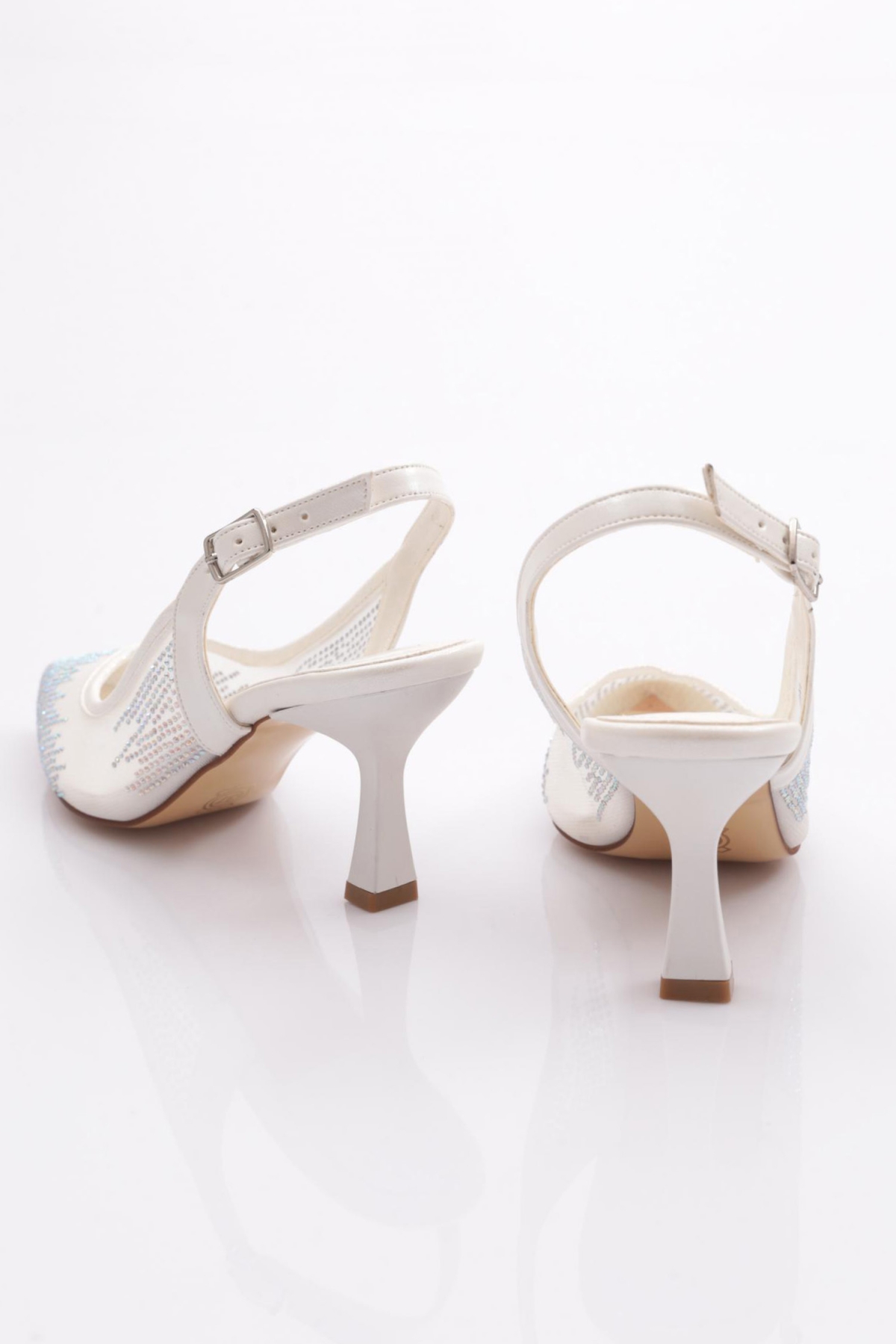 Dgn Dgn Beyaz K366 Kadin Arkadan Bağlamali Topuklu Ayakkabi Topuklu Ayakkabı | Flo Beyaz - 4. görsel