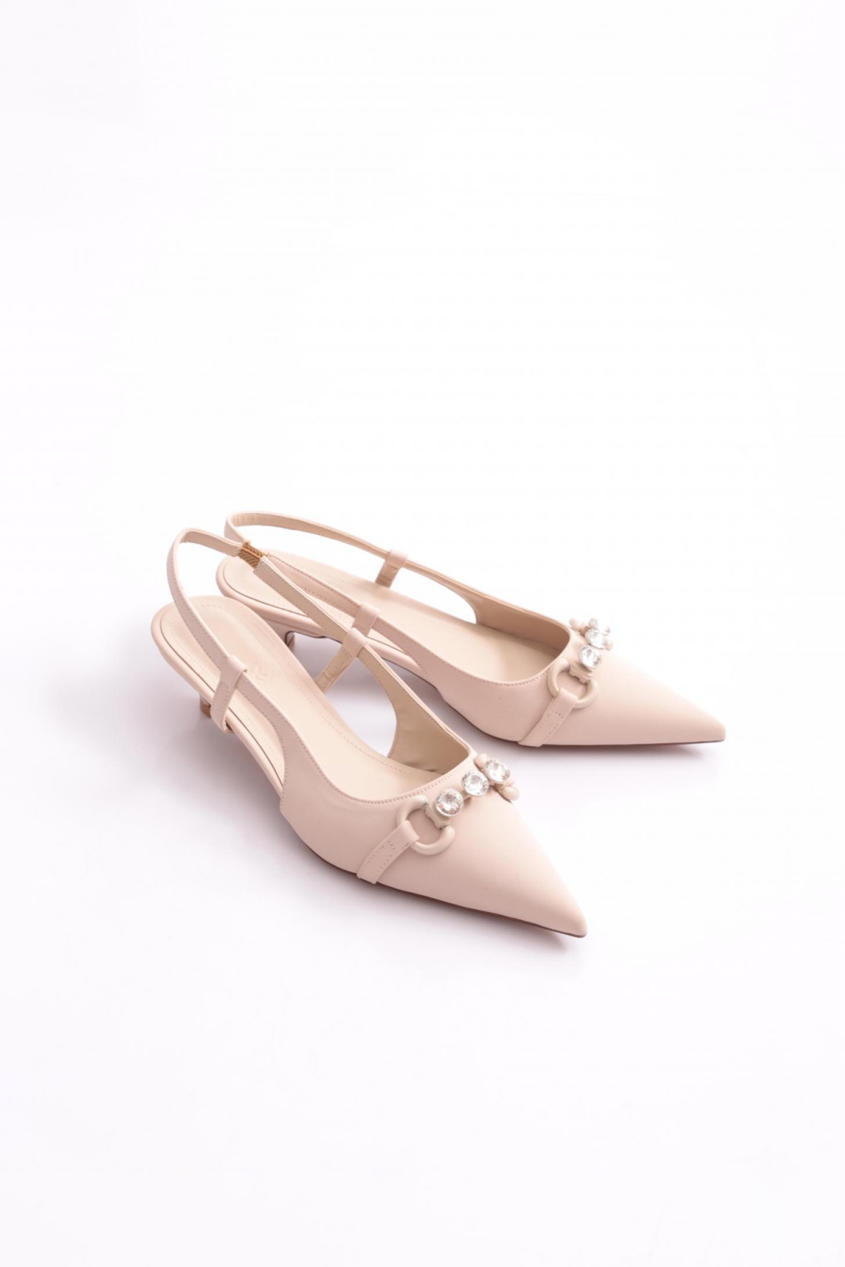 60100 Kadin Taş Şerit Süslemeli Topuklu Ayakkabi - Görsel 3