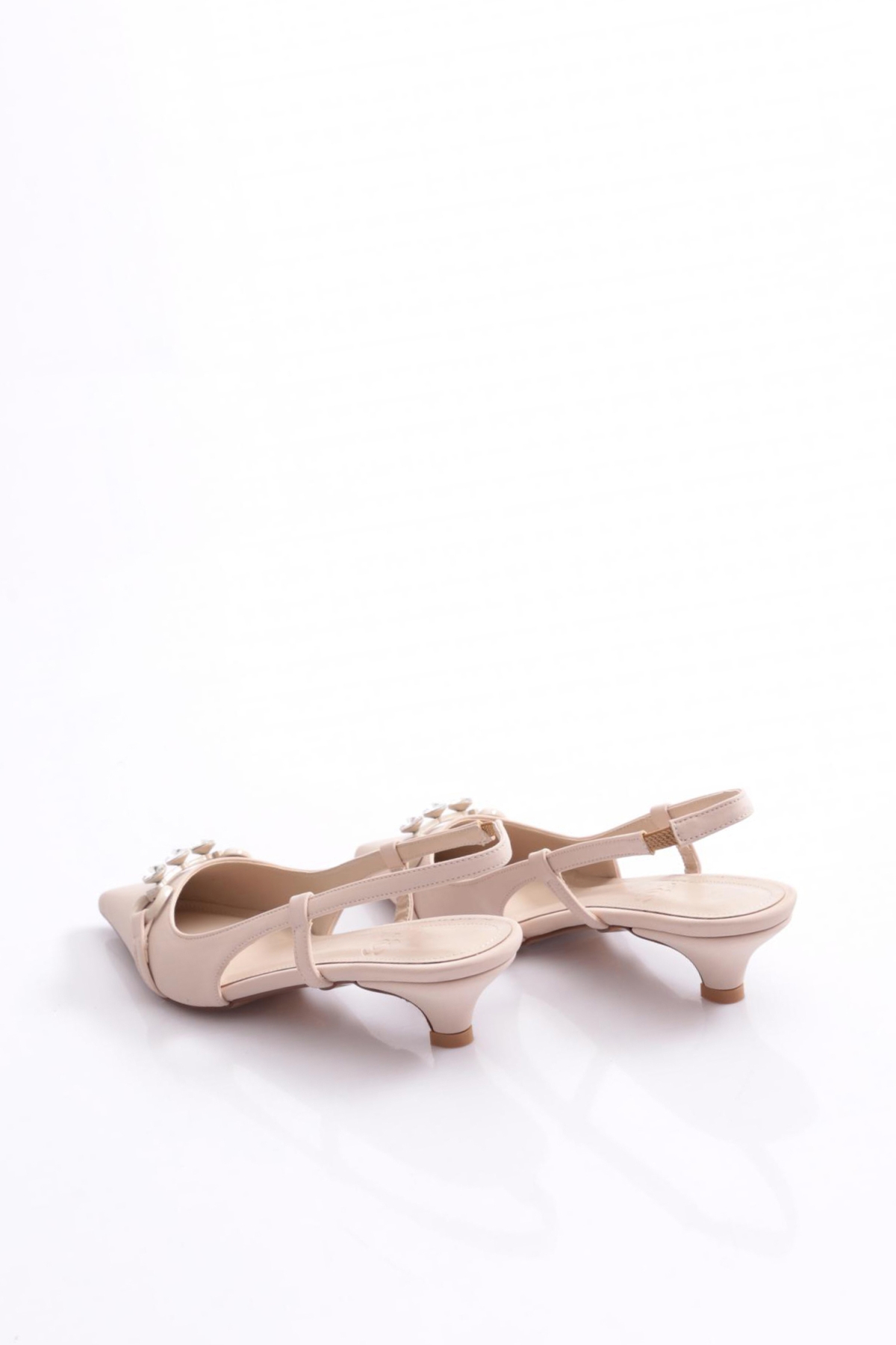 60100 Kadin Taş Şerit Süslemeli Topuklu Ayakkabi - Görsel 4