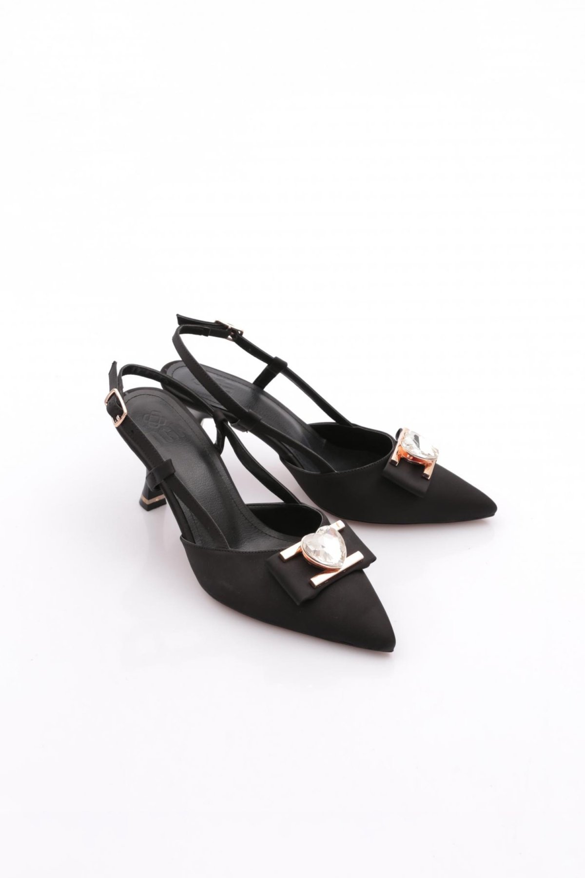 24209 Kadin Kalp Taş Süslemeli Topuklu Ayakkabi - Görsel 3