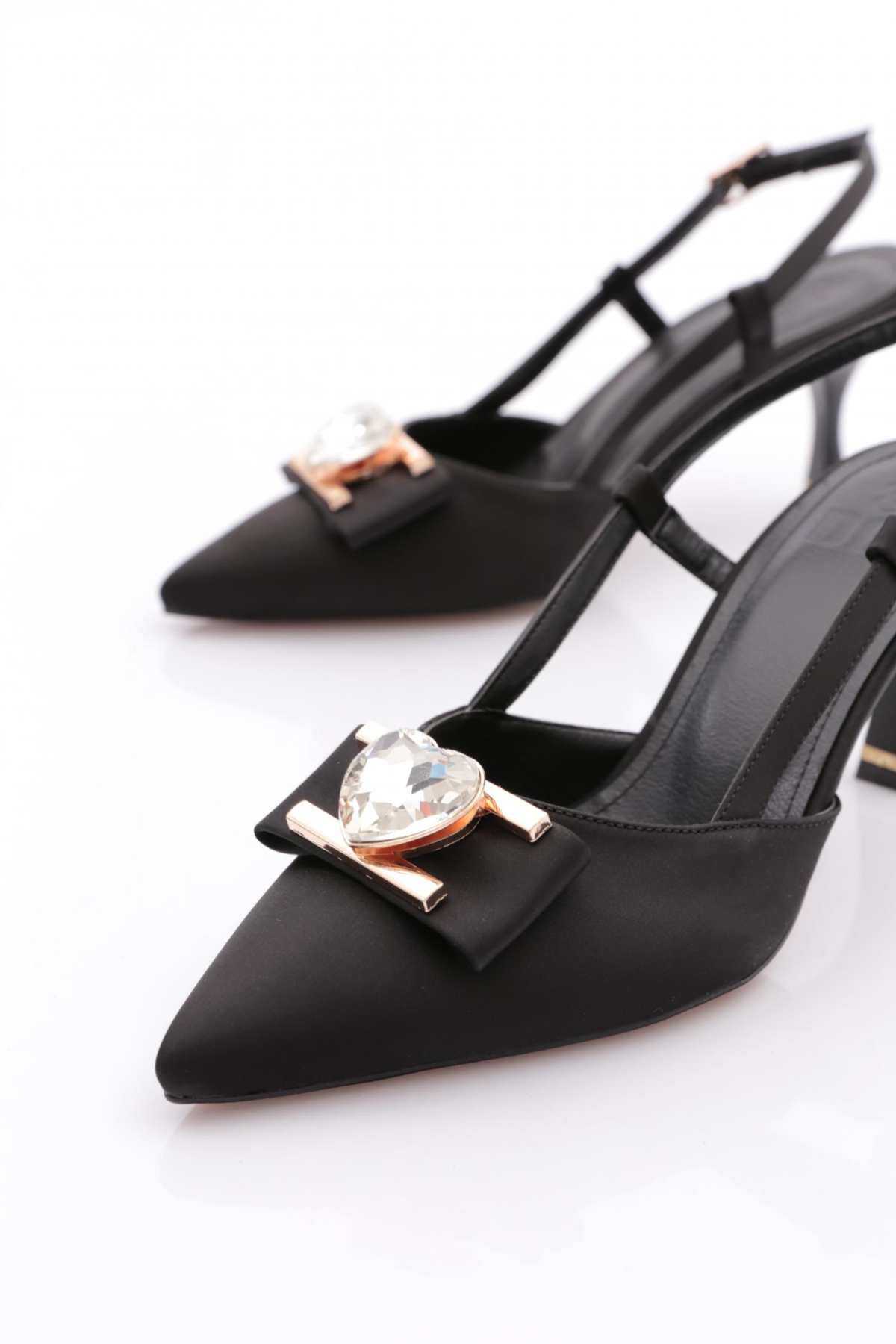 24209 Kadin Kalp Taş Süslemeli Topuklu Ayakkabi - Görsel 5