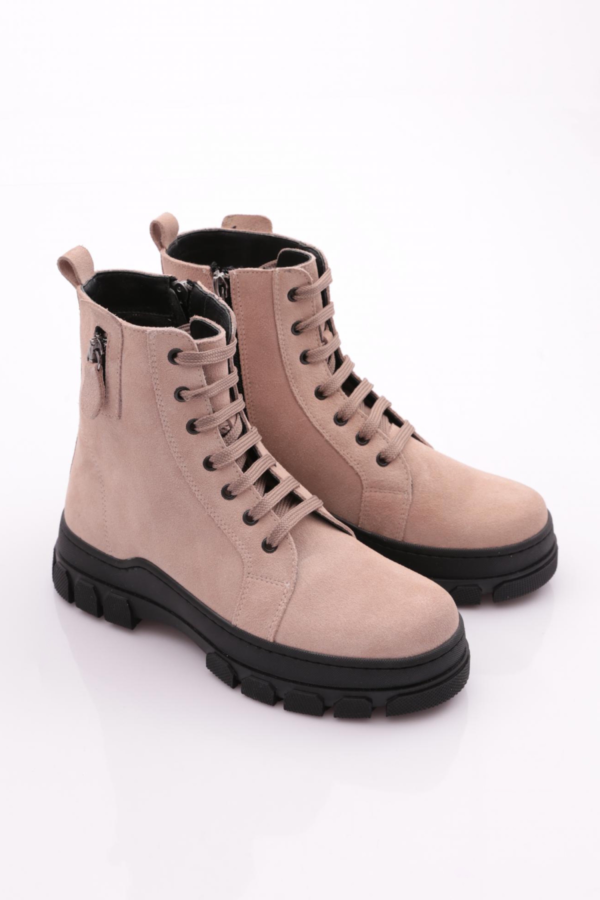 057001 Kadin Fermuar Detayli Bağcikli Bot - Görsel 3