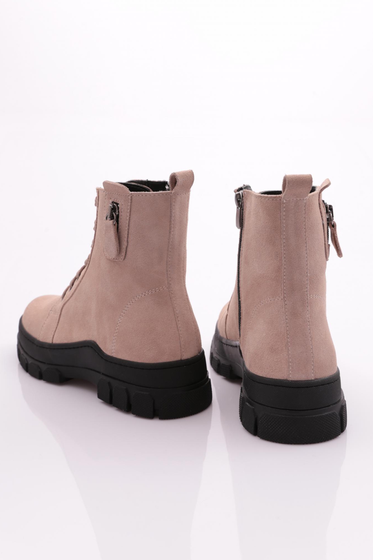 057001 Kadin Fermuar Detayli Bağcikli Bot - Görsel 4