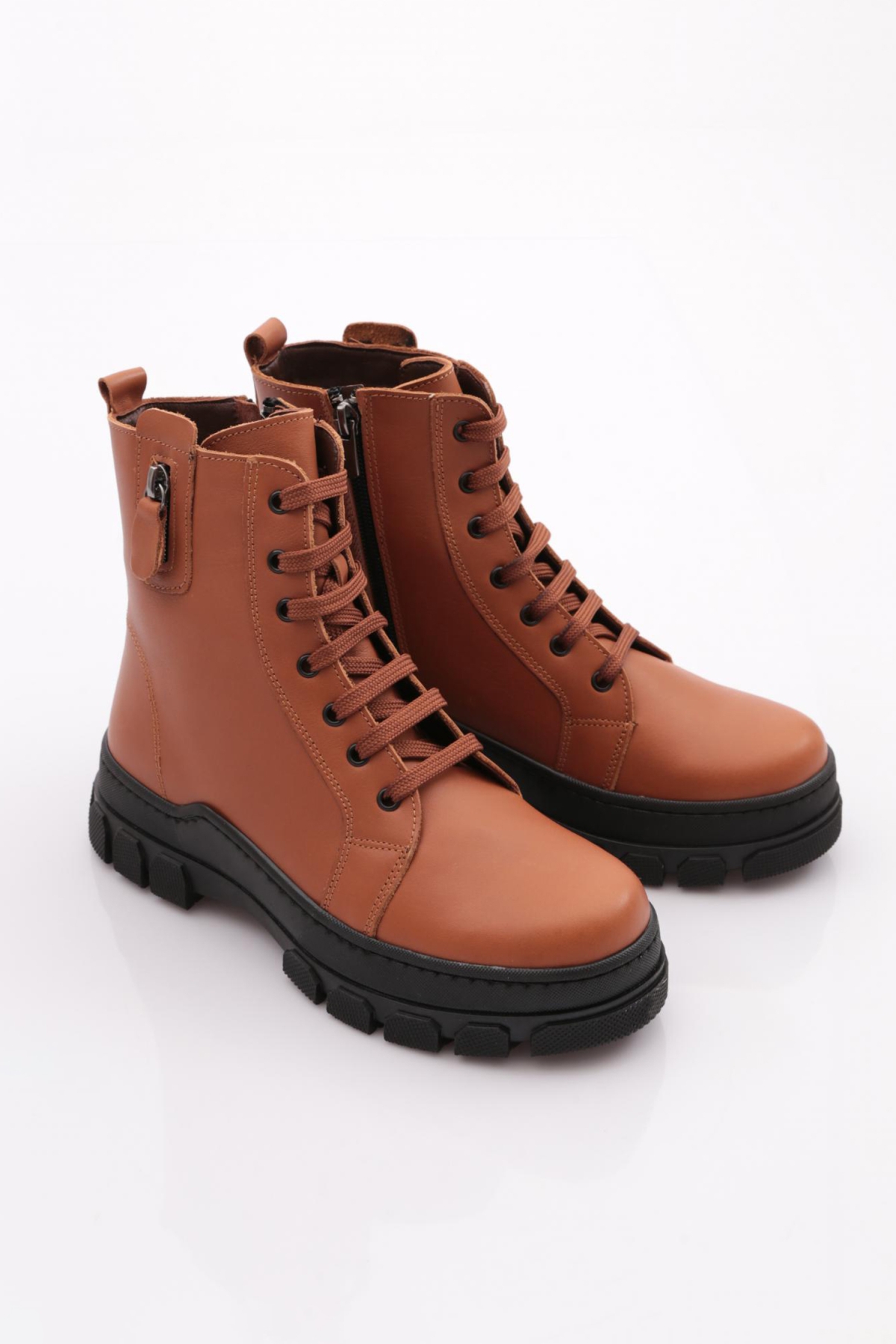 057001 Kadin Fermuar Detayli Bağcikli Bot - Görsel 3