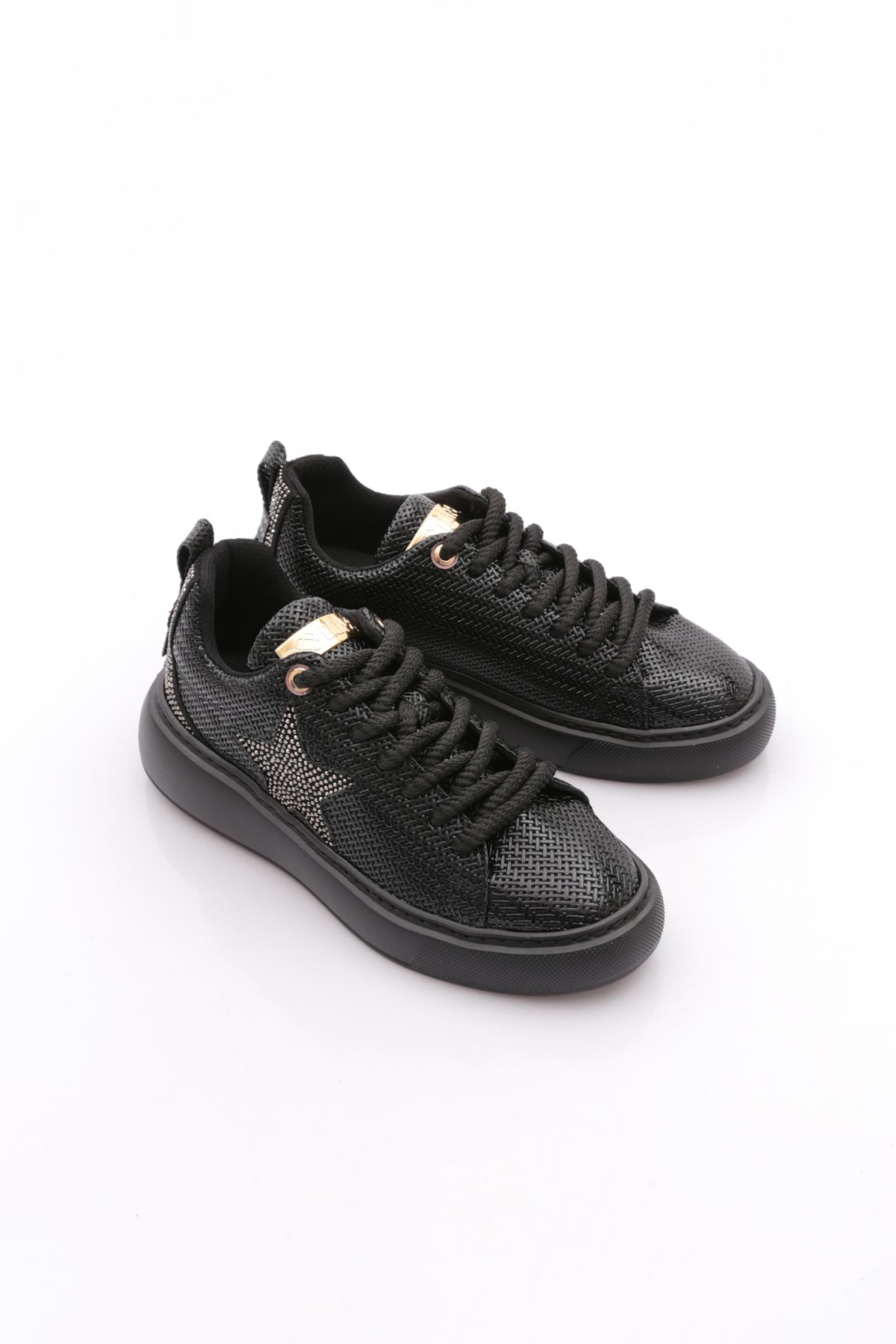 B1004 Kadin Silver Taşli Baskili Sneakers Ayakkabi - Görsel 3