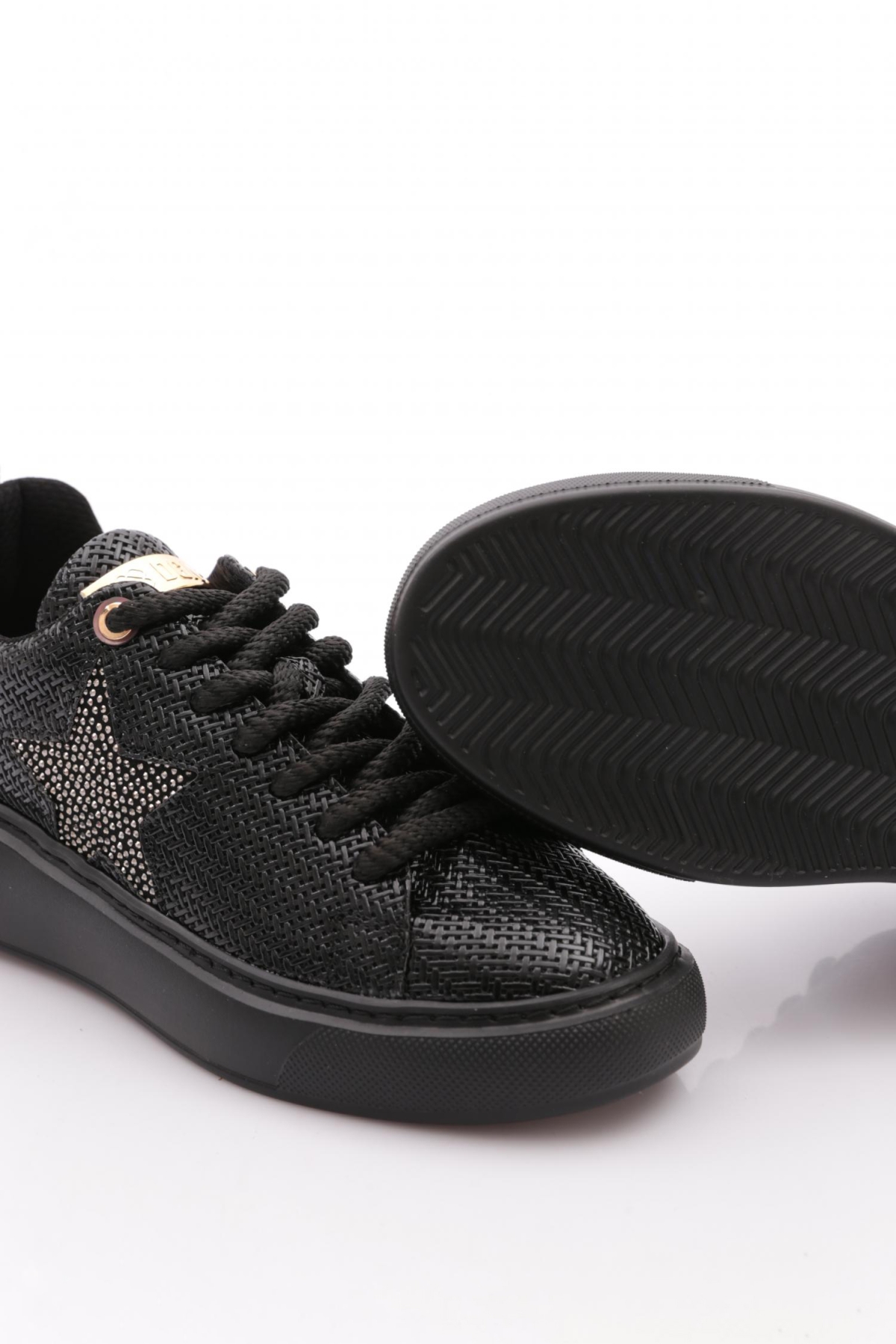 B1004 Kadin Silver Taşli Baskili Sneakers Ayakkabi - Görsel 5