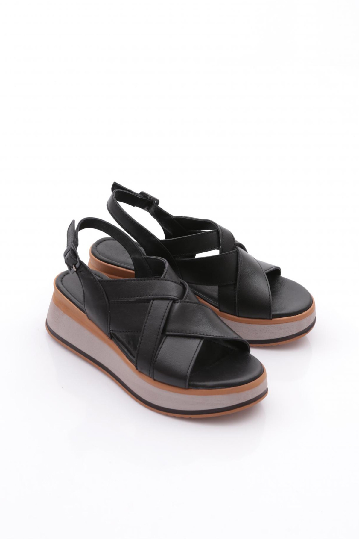 650-22229 Kadin Kalin Taban Sandalet - Görsel 3