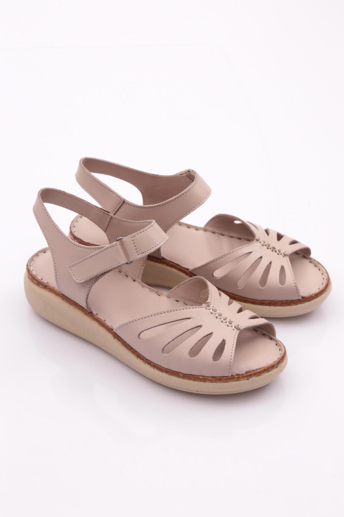 210 Kadin Bilekten Bağlama Cirtli Sandalet - Görsel 3