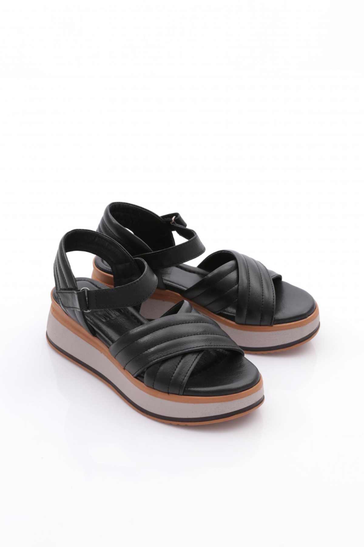 1230-22229 Kadin Çapraz Bantli Sandalet - Görsel 3