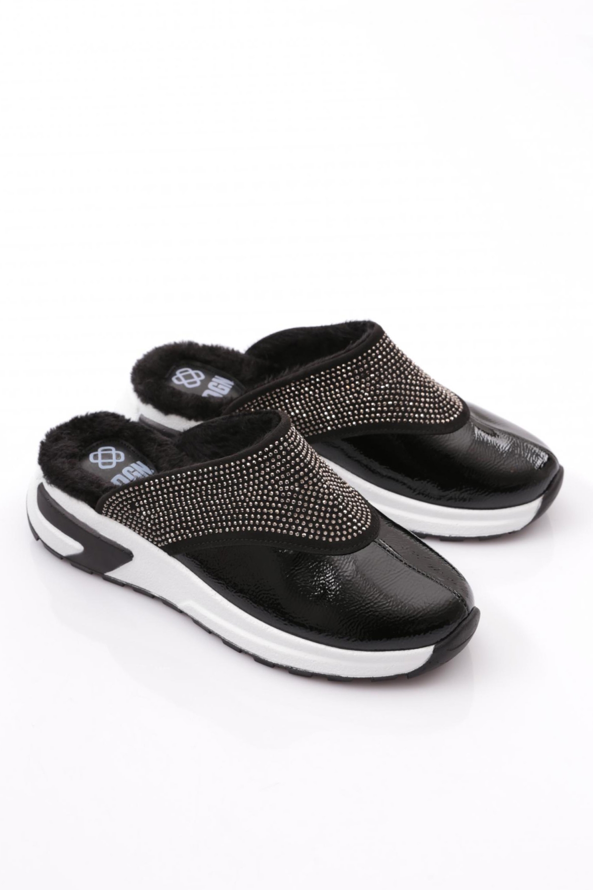 05 Kadin Üstü Taşli İçi Kürk Detayli Terlik - Görsel 3