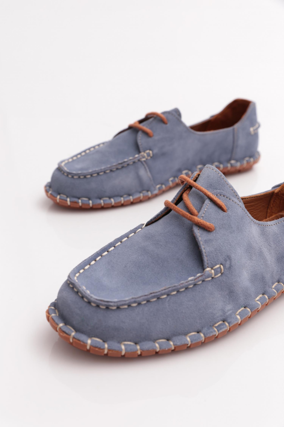 602 Kadin Dikiş Detayli Önden Bağcikli Makosen Ayakkabi - Görsel 5