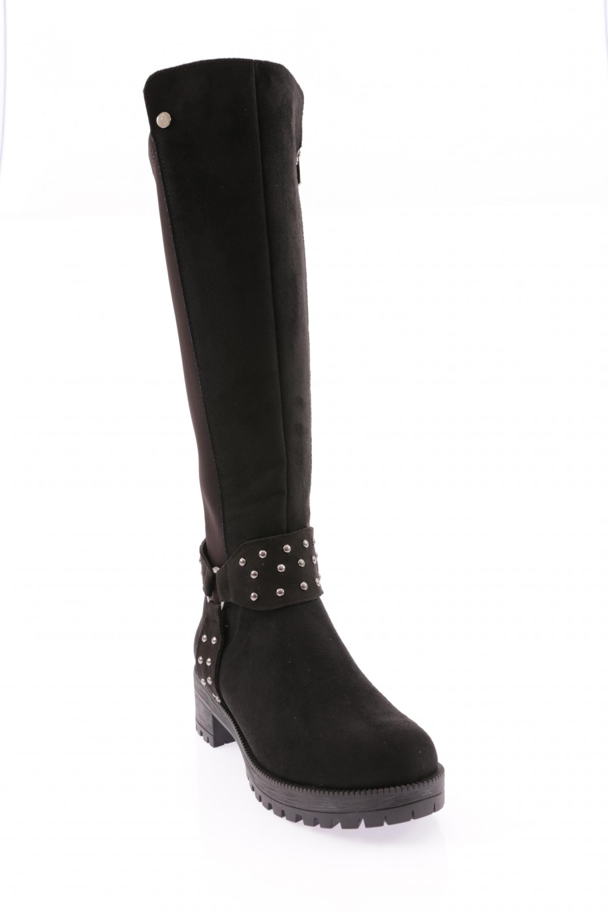 607 KADIN BİLEK TOKALI ZİNCİR DETAYLI ARKASI STRETCH KNEE HİGH FLATS ÇİZME - Görsel 3