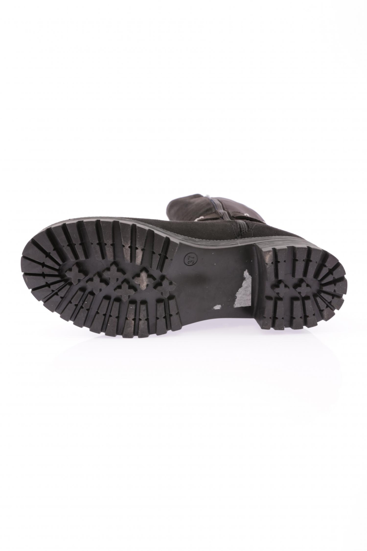 607 KADIN BİLEK TOKALI ZİNCİR DETAYLI ARKASI STRETCH KNEE HİGH FLATS ÇİZME - Görsel 6