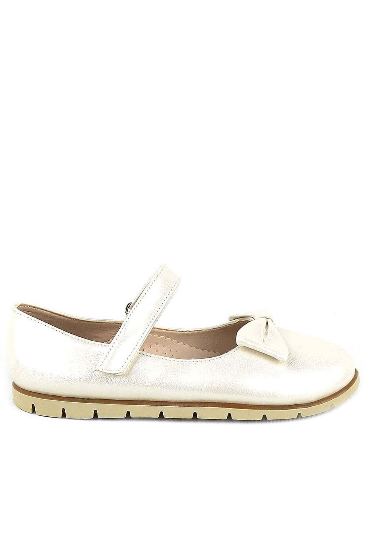 Ekru Rugan Fiyonklu Cırtlı Kız Çocuk Babet - Görsel 3