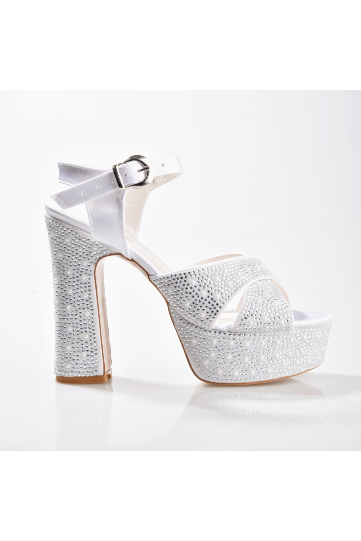 EK Merve 7525 Kadın Taşlı Kalın Platform Topuklu Ayakkabı - Görsel 2