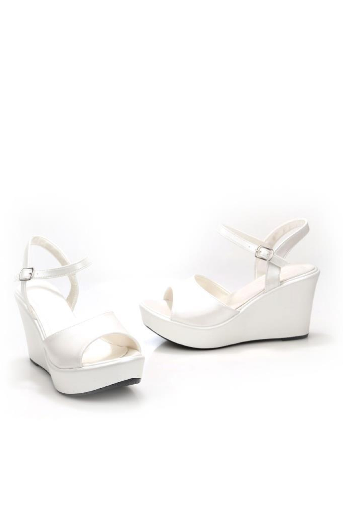 Lgzz 03147 Kadın Dolgu Taban Gelin Nikah Düğün Sandalet Ayakkabı - Görsel 4